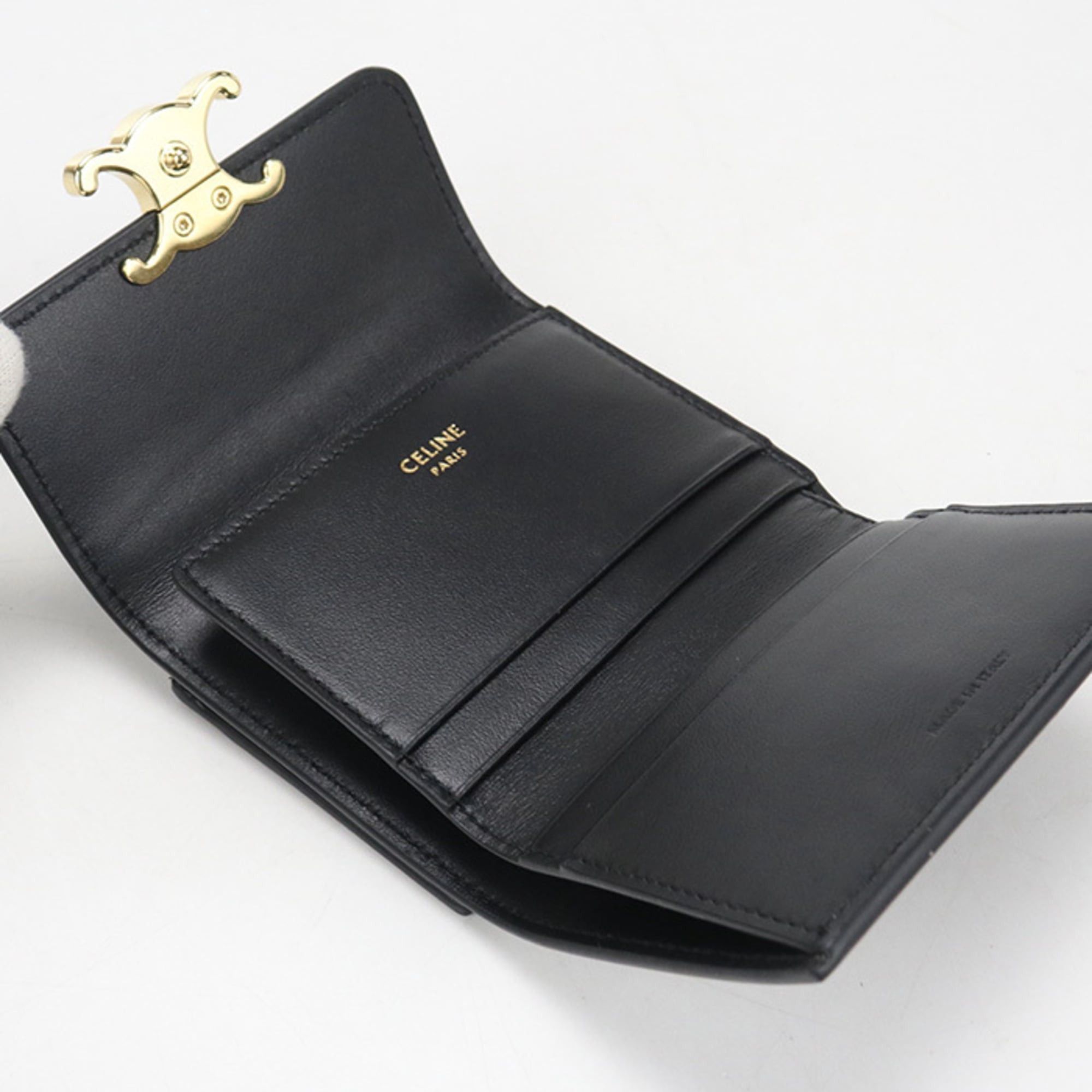 Celine Celine Tri-fold Wallet 10I653DPV.38NO Compact Triomphe Women's Black Size ONE SIZE - 3 Thumbnail