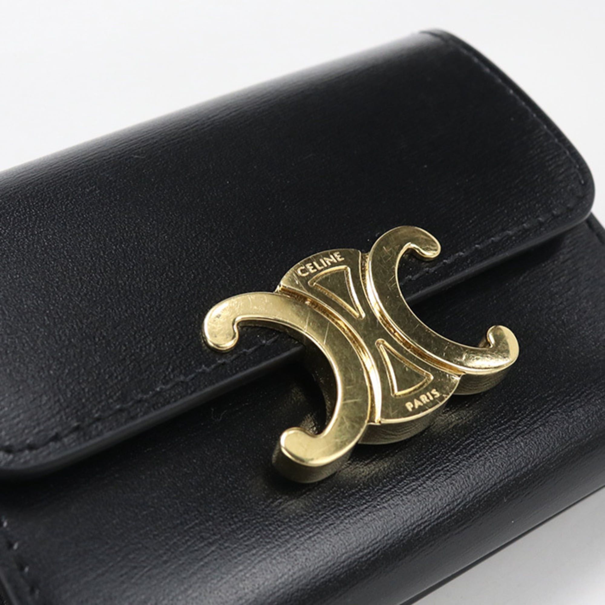 Celine Celine Tri-fold Wallet 10I653DPV.38NO Compact Triomphe Women's Black Size ONE SIZE - 9 Thumbnail