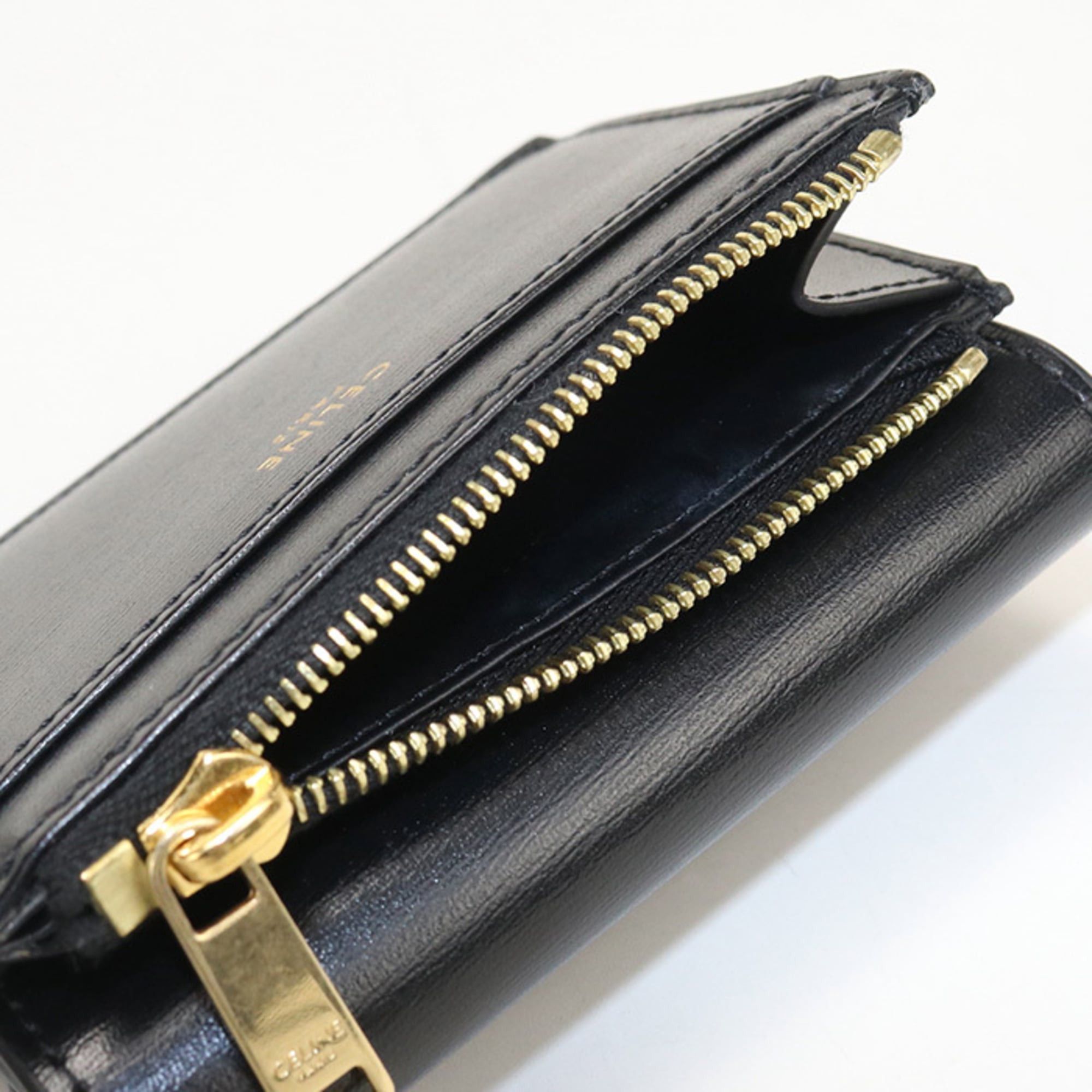 Celine Celine Tri-fold Wallet 10I653DPV.38NO Compact Triomphe Women's Black Size ONE SIZE - 5 Thumbnail