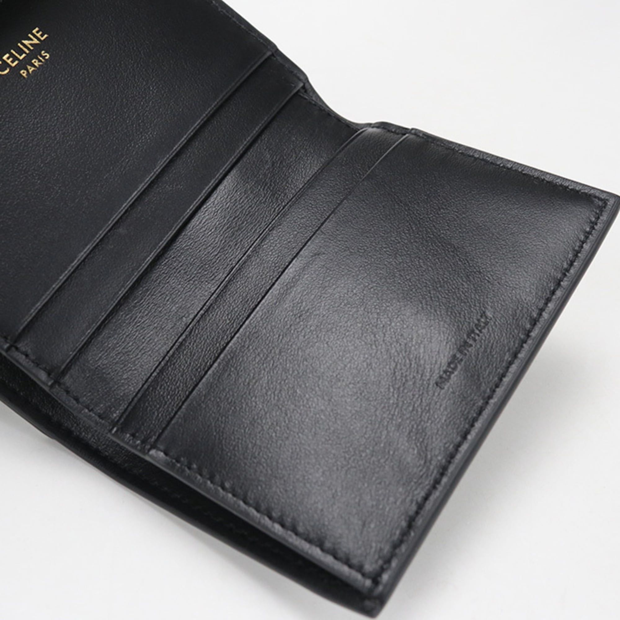 Celine Celine Tri-fold Wallet 10I653DPV.38NO Compact Triomphe Women's Black Size ONE SIZE - 7 Thumbnail