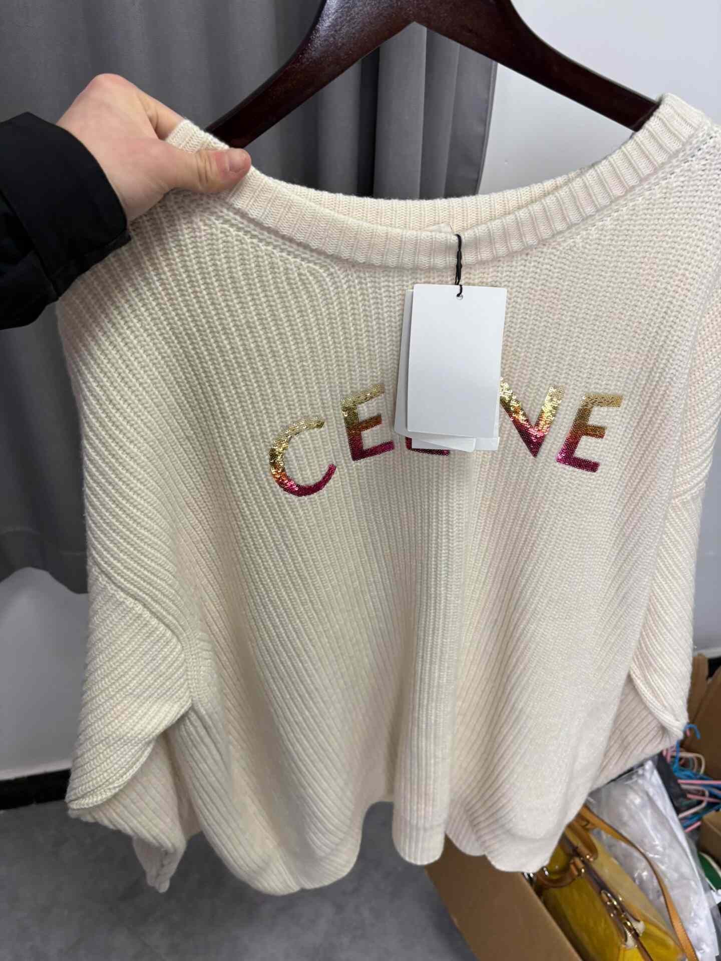 Celine Celine Sequin Logo Wool Sweater S Size S / US 4 / IT 40 - 9 Thumbnail