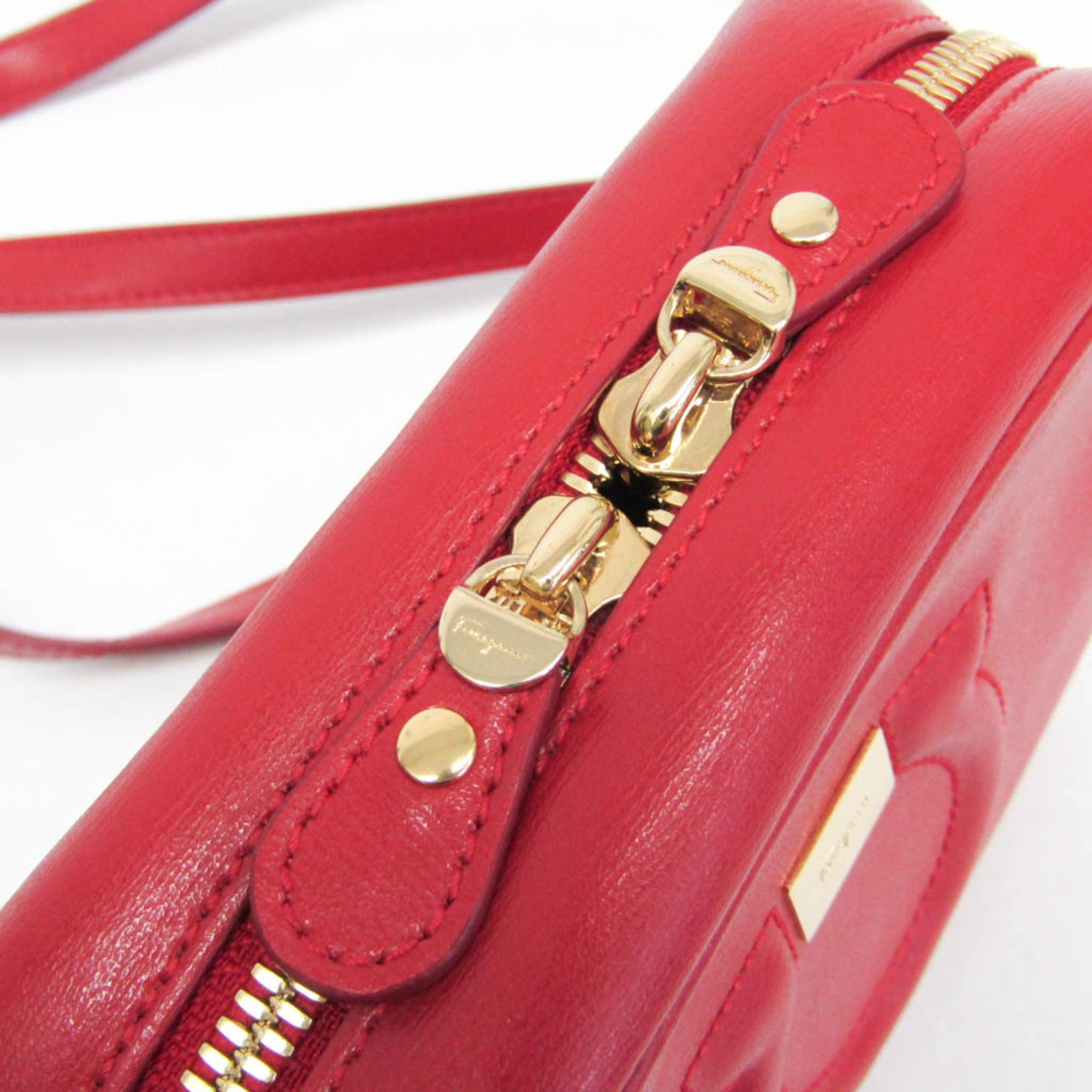 Salvatore Ferragamo Salvatore Ferragamo Gancini Pouch AB-21 H006 Women's Leather Shoulder Bag Red Color Size ONE SIZE - 8 Thumbnail