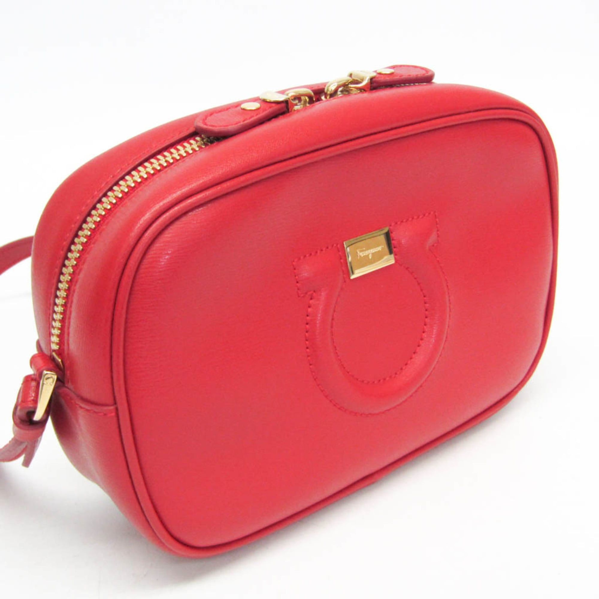 Salvatore Ferragamo Salvatore Ferragamo Gancini Pouch AB-21 H006 Women's Leather Shoulder Bag Red Color Size ONE SIZE - 7 Thumbnail