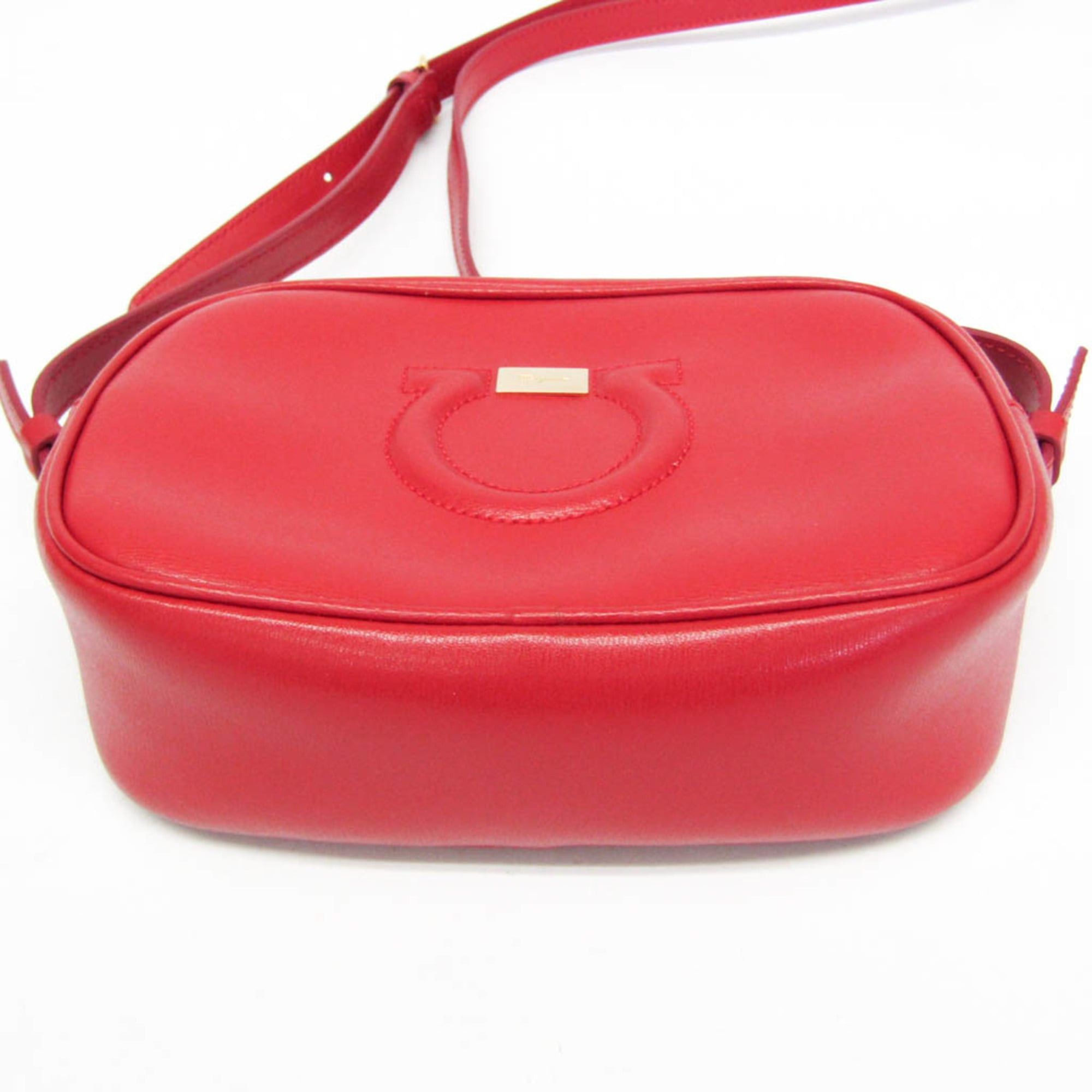 Salvatore Ferragamo Salvatore Ferragamo Gancini Pouch AB-21 H006 Women's Leather Shoulder Bag Red Color Size ONE SIZE - 5 Thumbnail