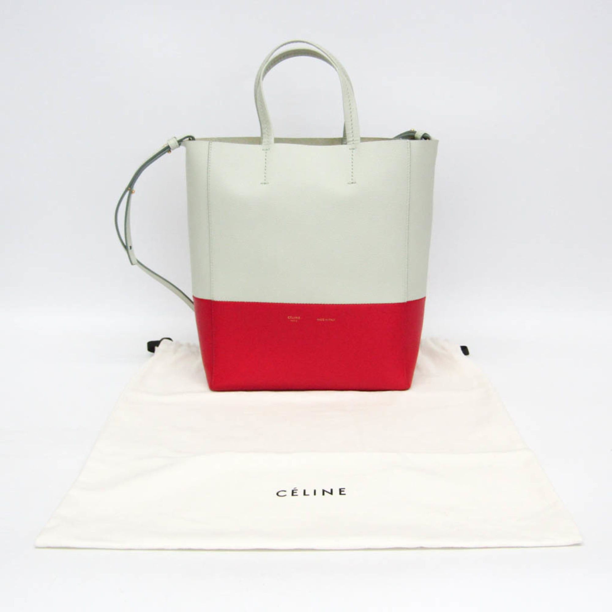 Celine Celine Cabas SMALL VERTICAL 176163 Women's Leather Shoulder Bag,Tote Bag Light Green,Red Color Size ONE SIZE - 2 Thumbnail
