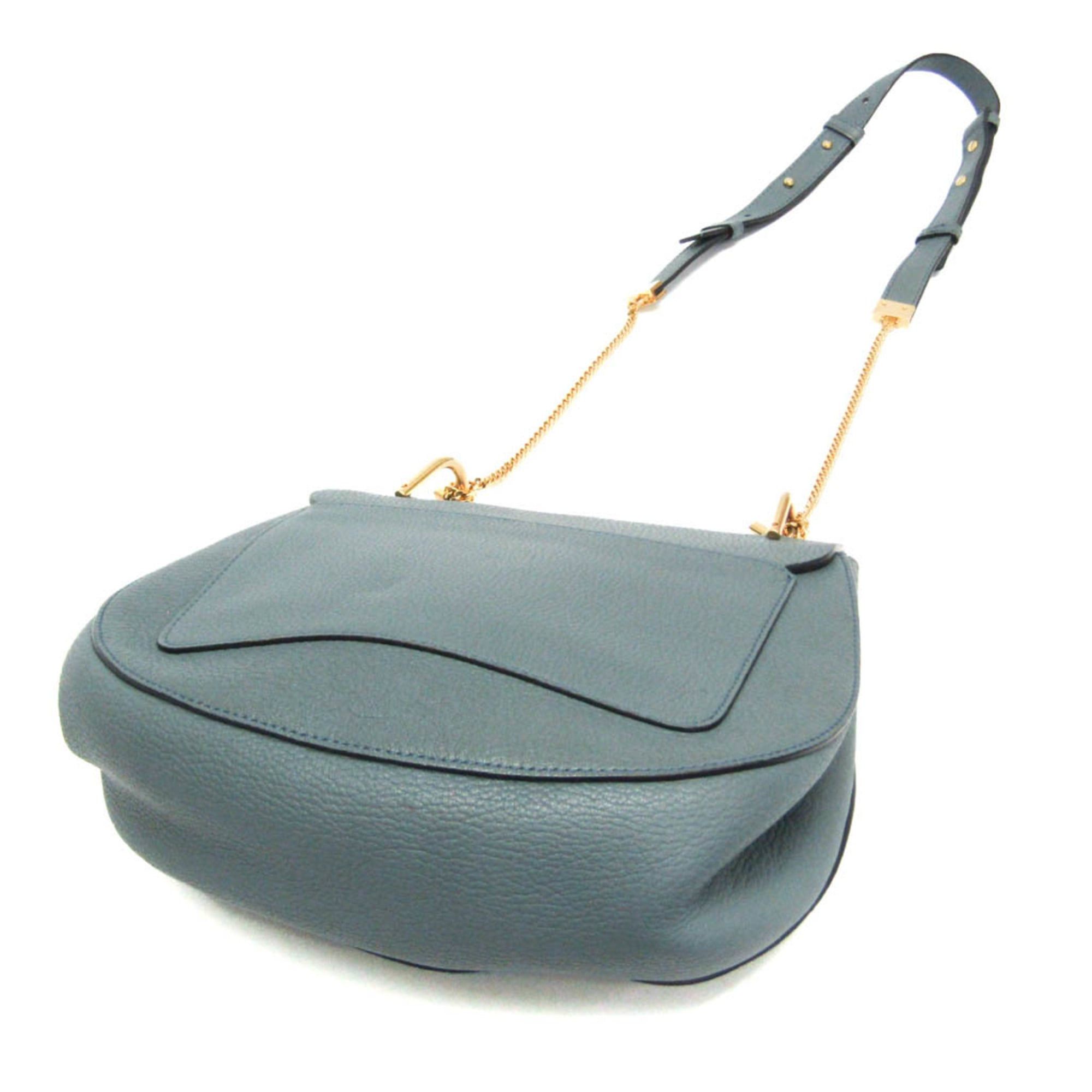 Chloe Chloé Drew Women's Leather Shoulder Bag Light Blue Size ONE SIZE - 2 Thumbnail
