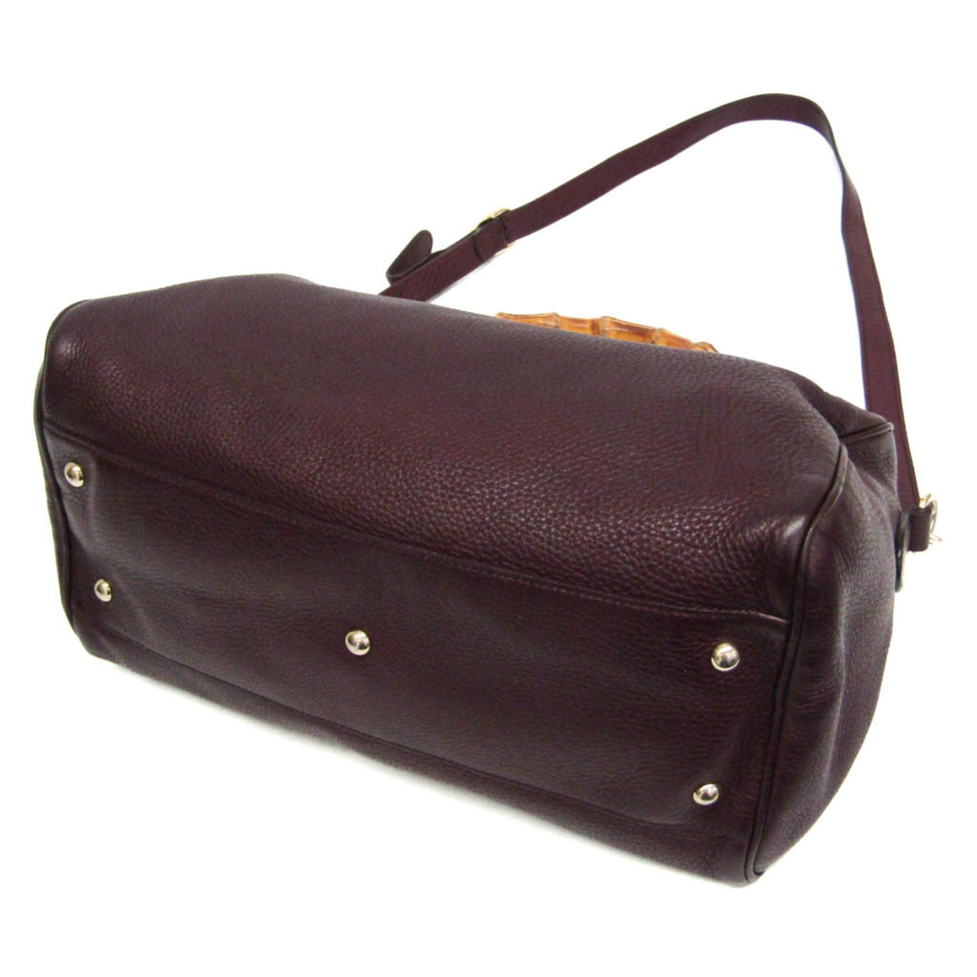 Gucci Gucci Bamboo 353124 Women's Leather Handbag Wine Size ONE SIZE - 2 Thumbnail