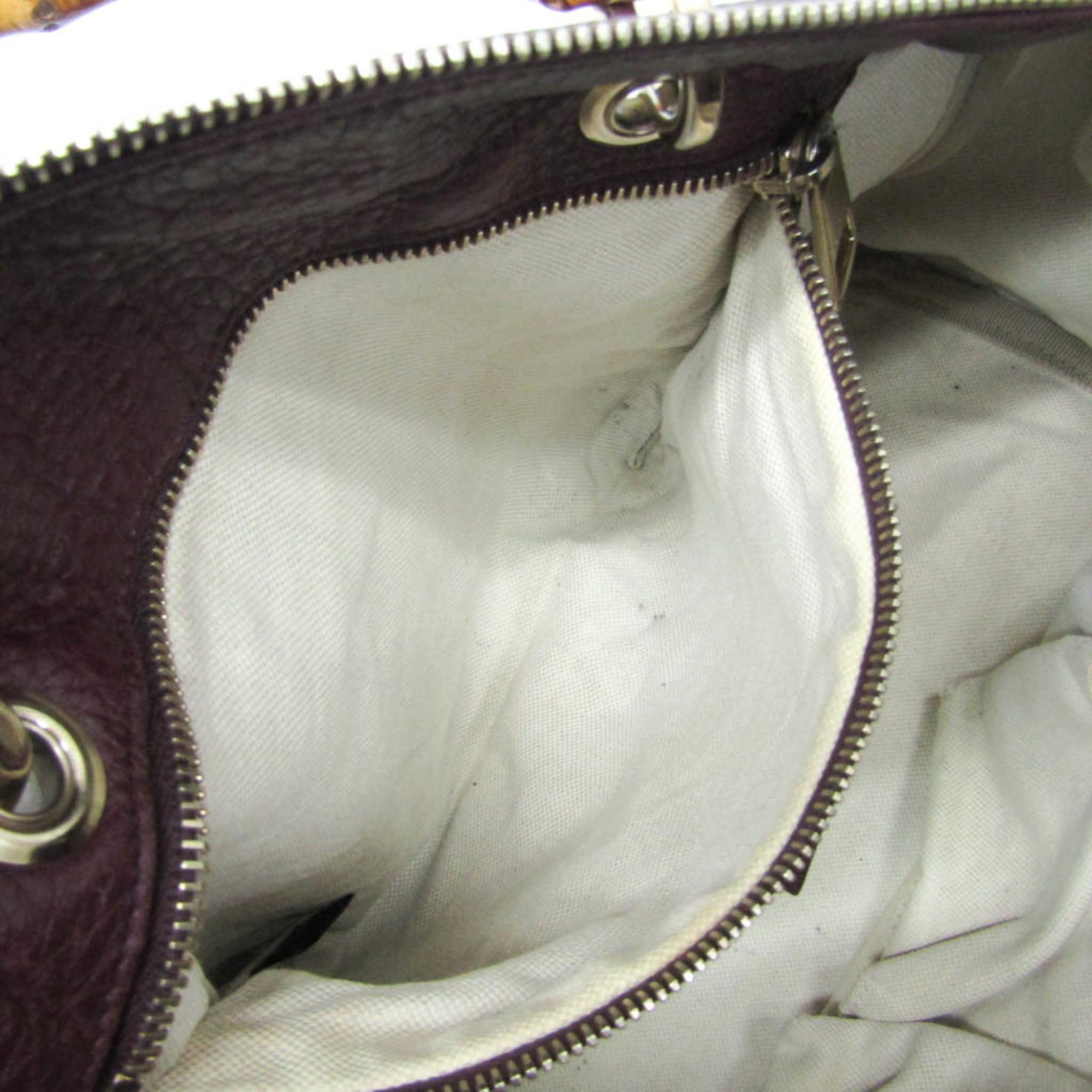 Gucci Gucci Bamboo 353124 Women's Leather Handbag Wine Size ONE SIZE - 16 Thumbnail