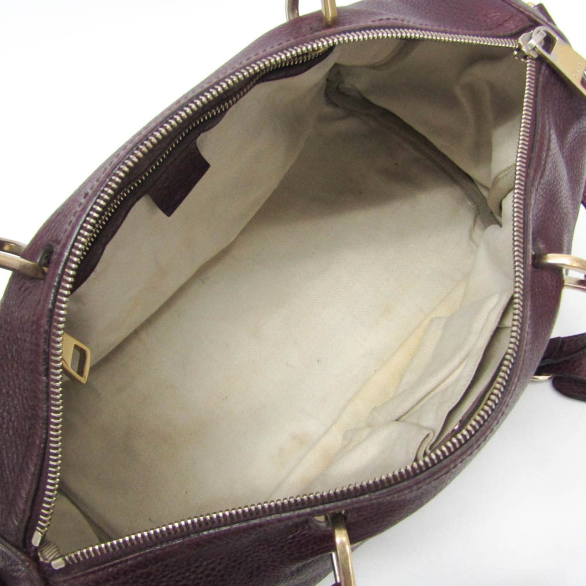Gucci Gucci Bamboo 353124 Women's Leather Handbag Wine Size ONE SIZE - 3 Thumbnail