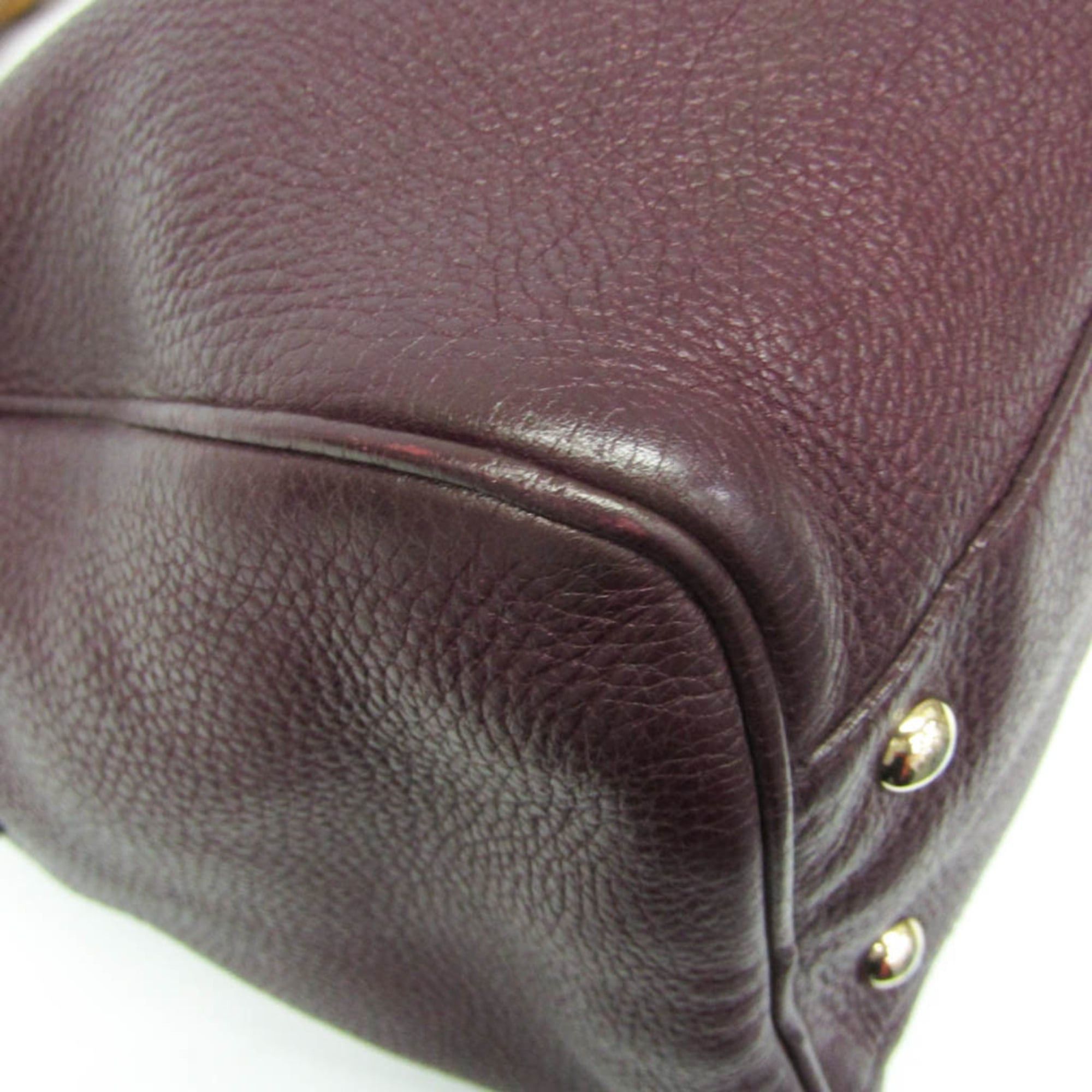 Gucci Gucci Bamboo 353124 Women's Leather Handbag Wine Size ONE SIZE - 4 Thumbnail