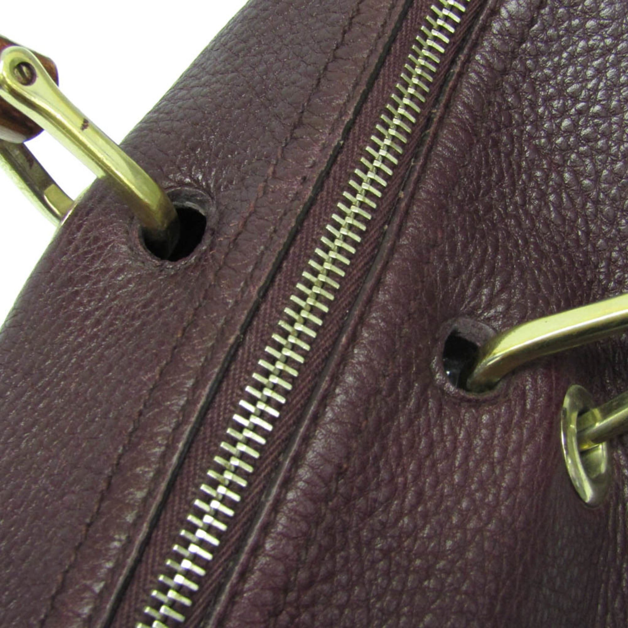 Gucci Gucci Bamboo 353124 Women's Leather Handbag Wine Size ONE SIZE - 7 Thumbnail