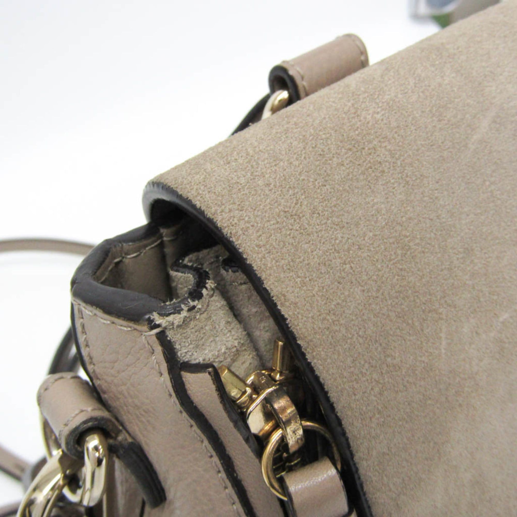 Chloe Chloé Faye Women's Leather,Suede Backpack Grayish Size ONE SIZE - 9 Thumbnail