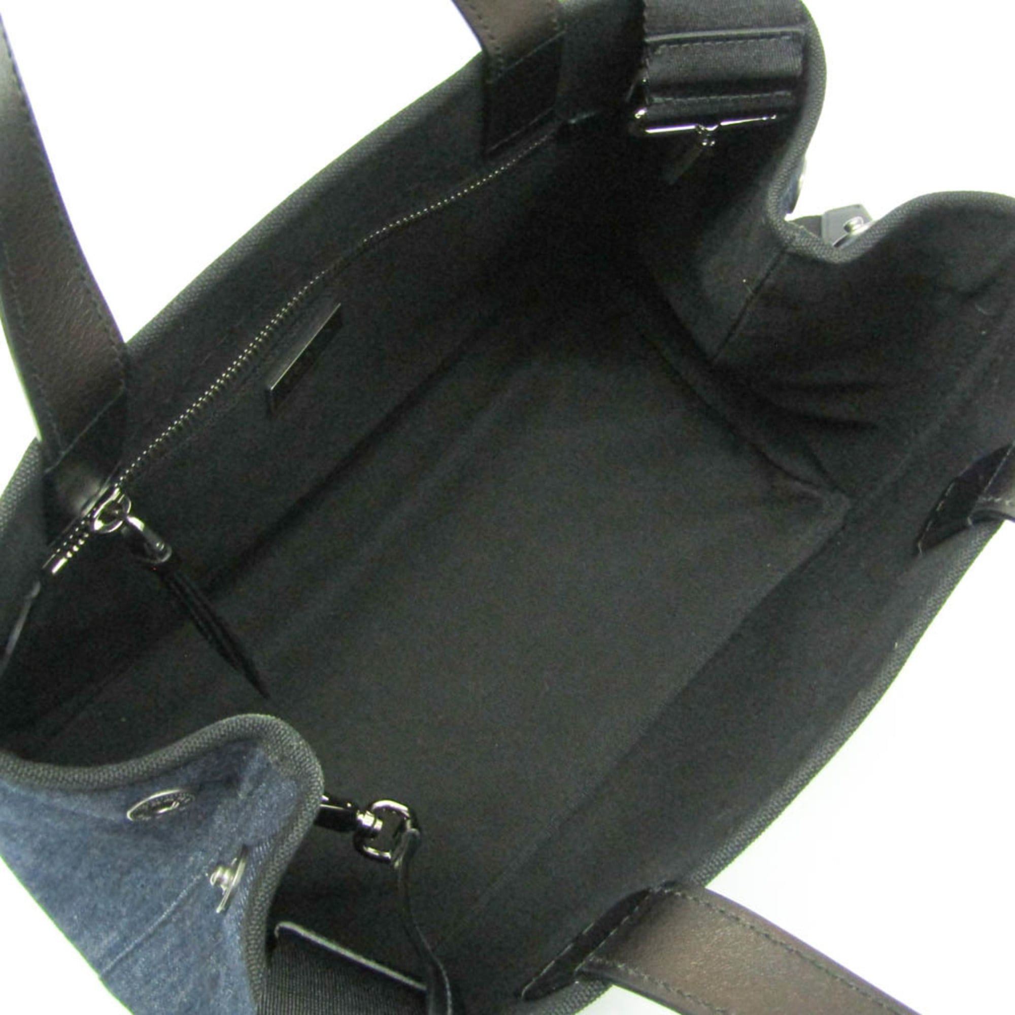 Prada Prada Denim City Calf Tote 1BG311 Women's Denim,Leather Shoulder Bag,Tote Bag Black,Blue Size ONE SIZE - 4 Thumbnail