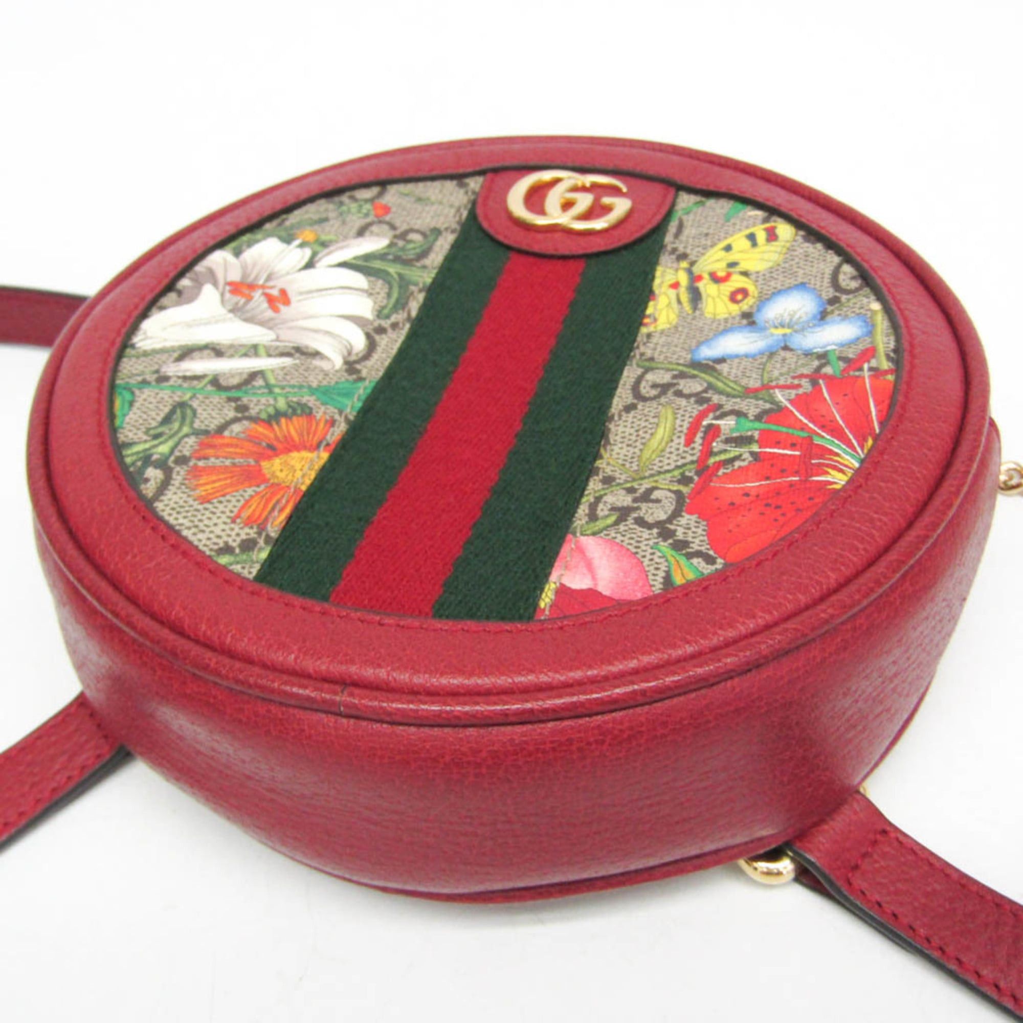 Gucci Gucci Ophidia GG Flora 598661 Women's GG Canvas,Leather Backpack Beige,Red Color Size ONE SIZE - 6 Thumbnail