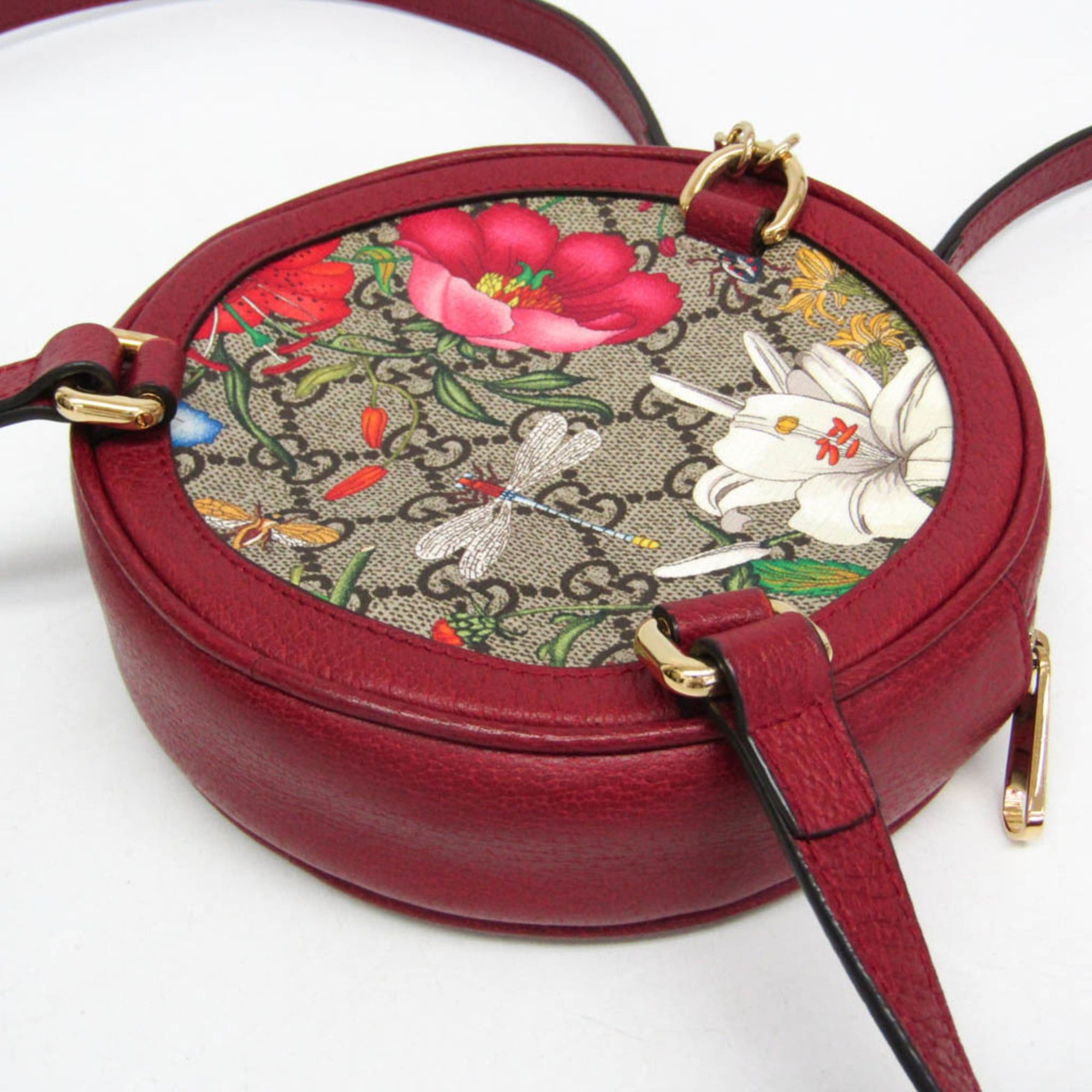 Gucci Gucci Ophidia GG Flora 598661 Women's GG Canvas,Leather Backpack Beige,Red Color Size ONE SIZE - 4 Thumbnail
