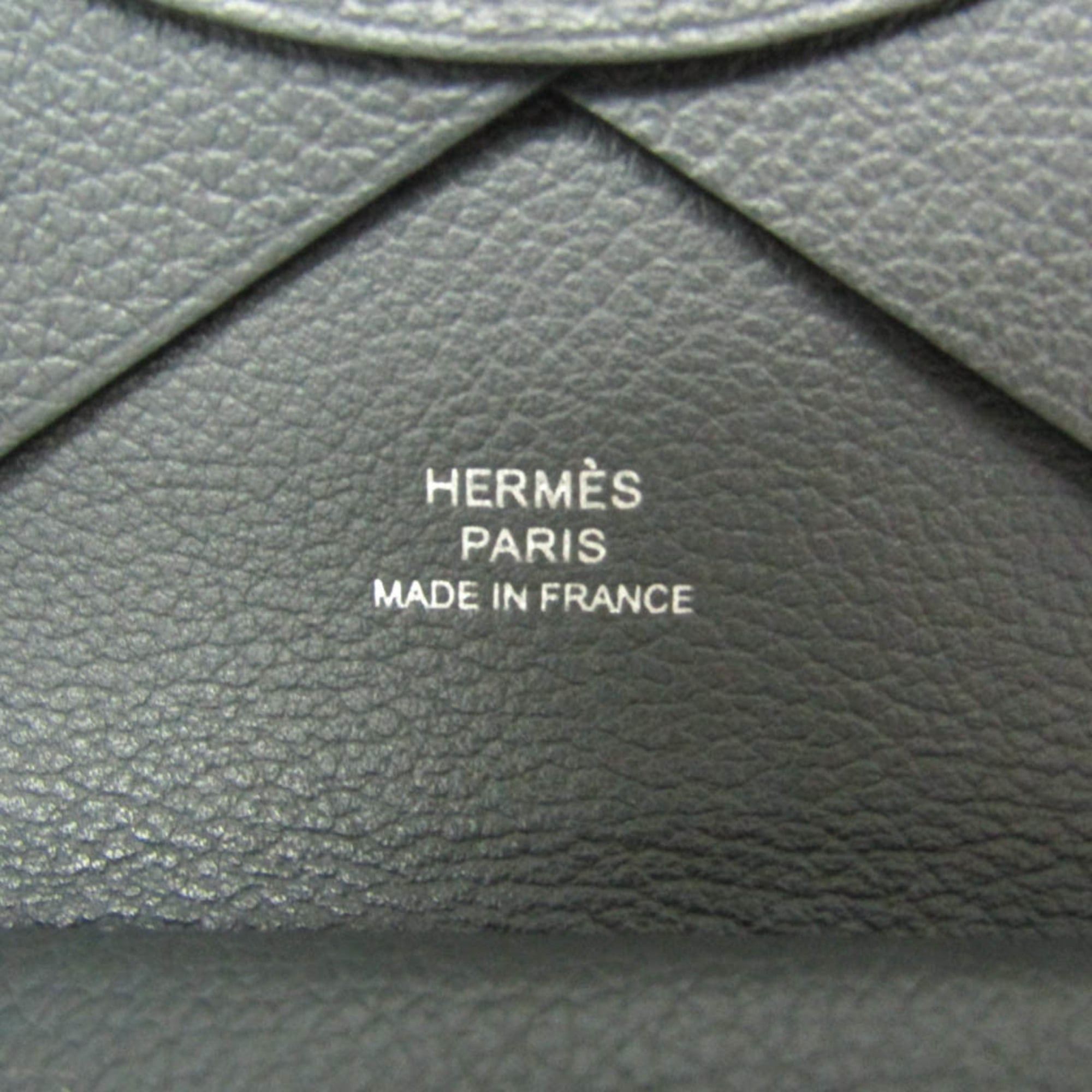 Hermes Hermes Calvi Duo Togo Leather Card Case Gray Size ONE SIZE - 10 Thumbnail