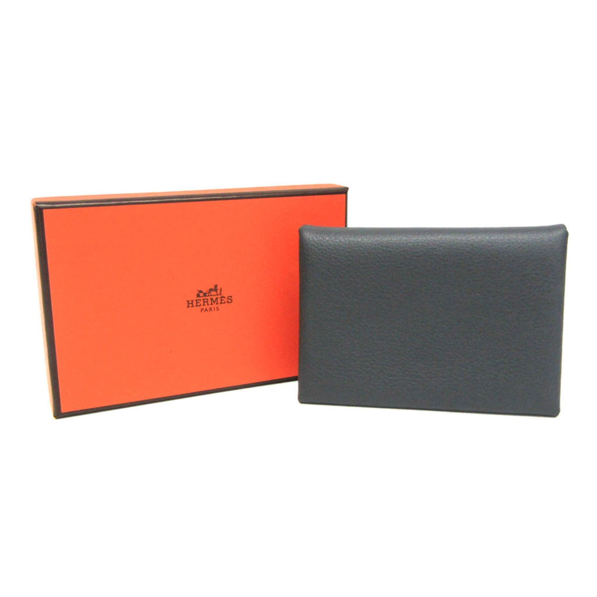 Hermes Hermes Calvi Duo Togo Leather Card Case Gray Size ONE SIZE - 2 Thumbnail