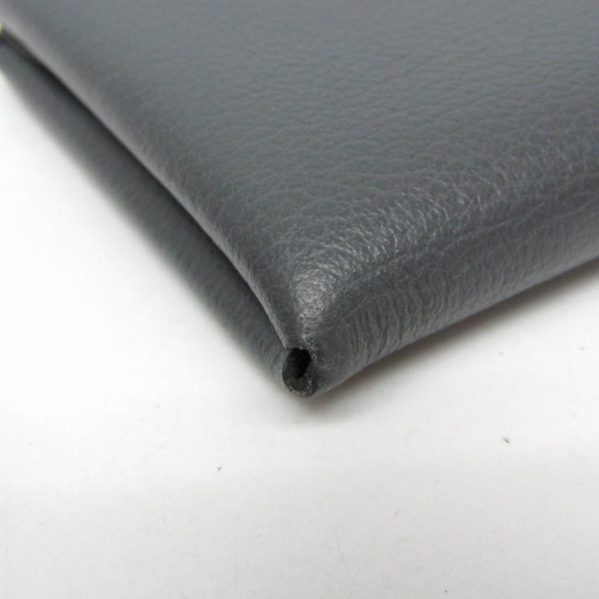 Hermes Hermes Calvi Duo Togo Leather Card Case Gray Size ONE SIZE - 7 Thumbnail