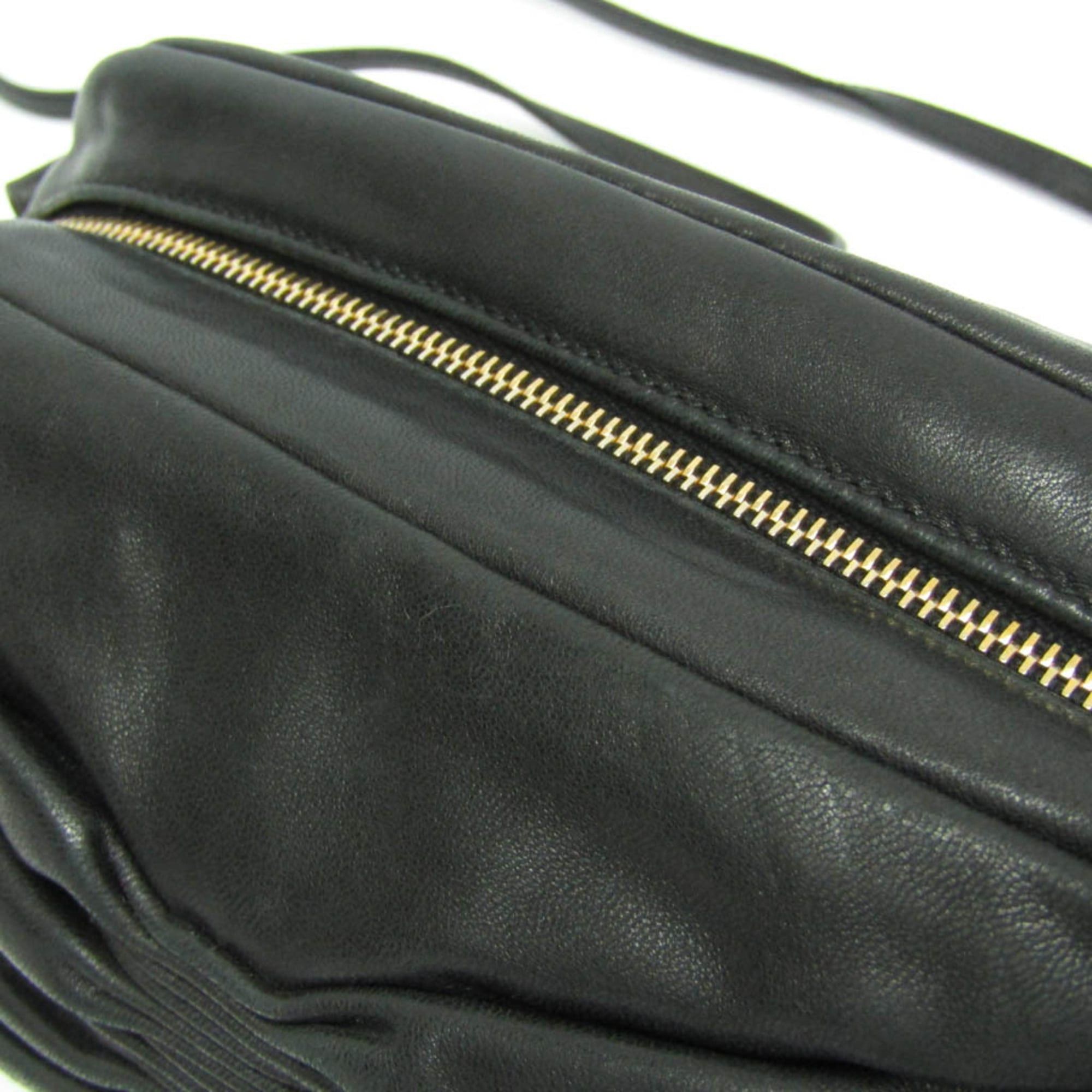 Miu Miu Miu Miu Ribbon Gather Women's Leather Shoulder Bag Black Size ONE SIZE - 10 Thumbnail