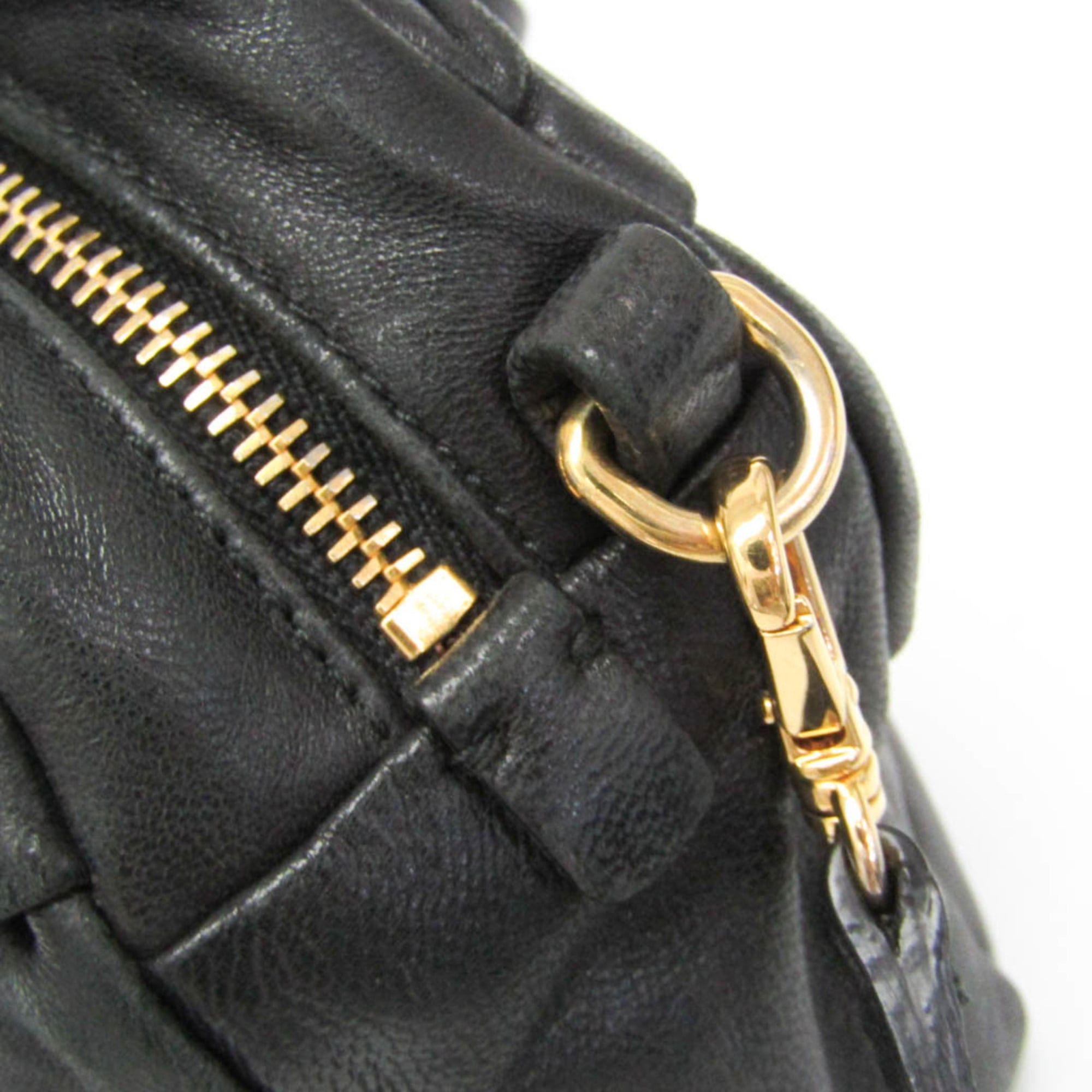 Miu Miu Miu Miu Ribbon Gather Women's Leather Shoulder Bag Black Size ONE SIZE - 9 Thumbnail