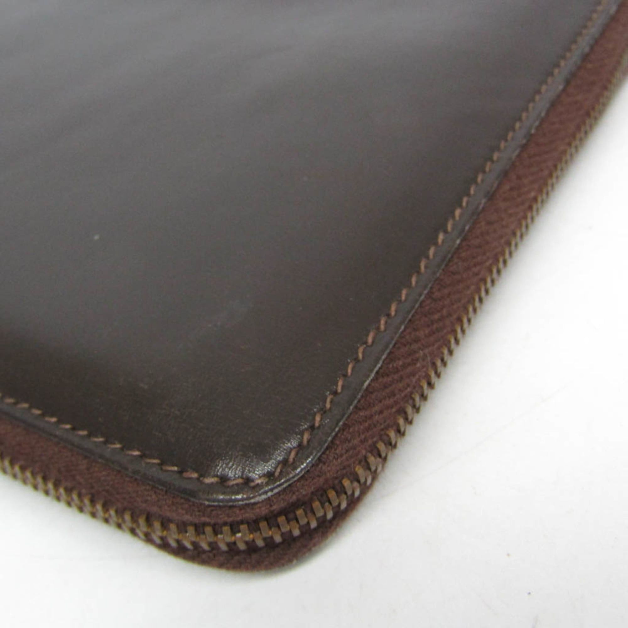 Hermes Hermes Charlie Travel Case Men,Women Box Calf Leather Long Wallet (bi-fold) Dark Brown Size ONE SIZE - 9 Thumbnail