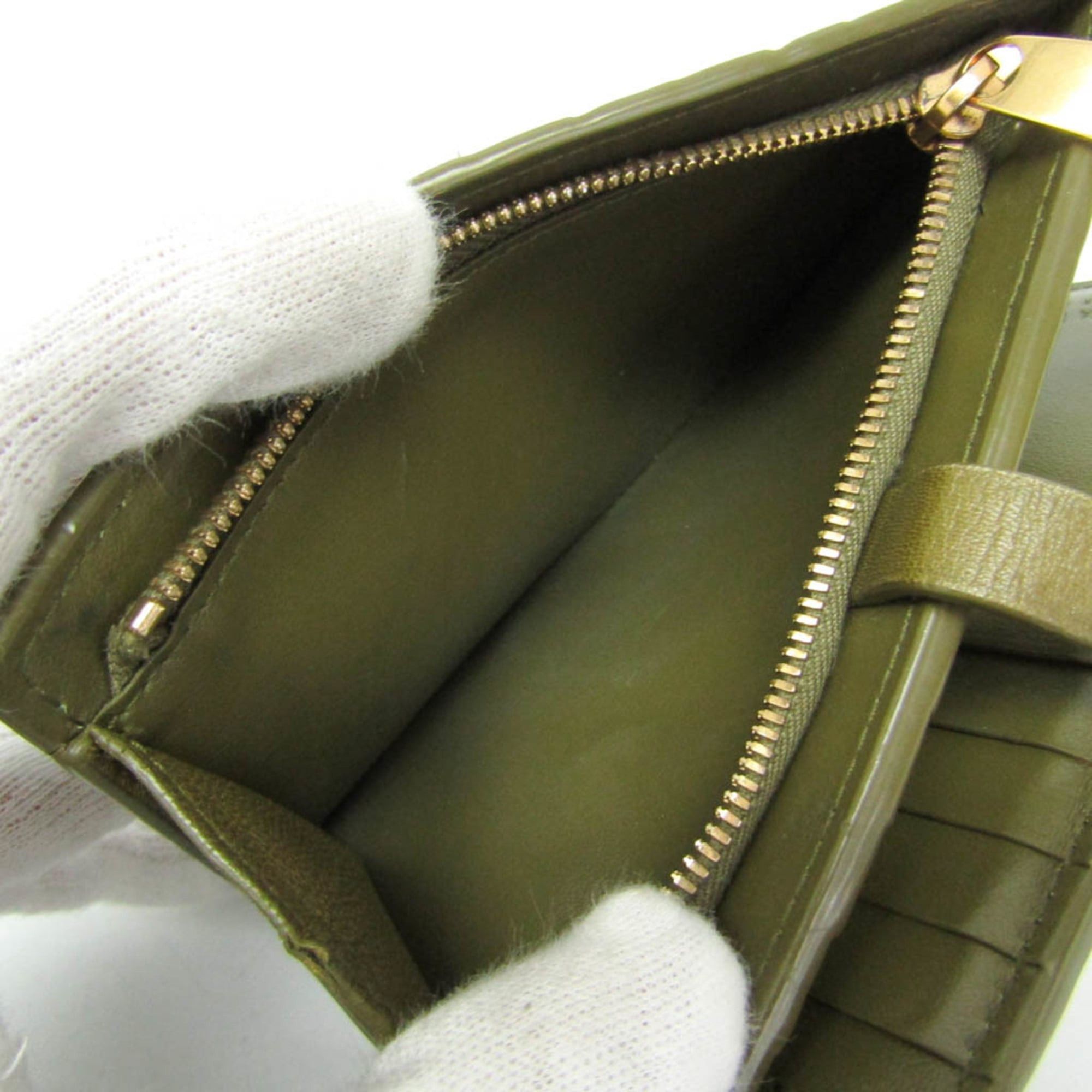 Bottega Veneta Bottega Veneta Intrecciato Men,Women Leather Wallet (bi-fold) Khaki Size ONE SIZE - 4 Thumbnail