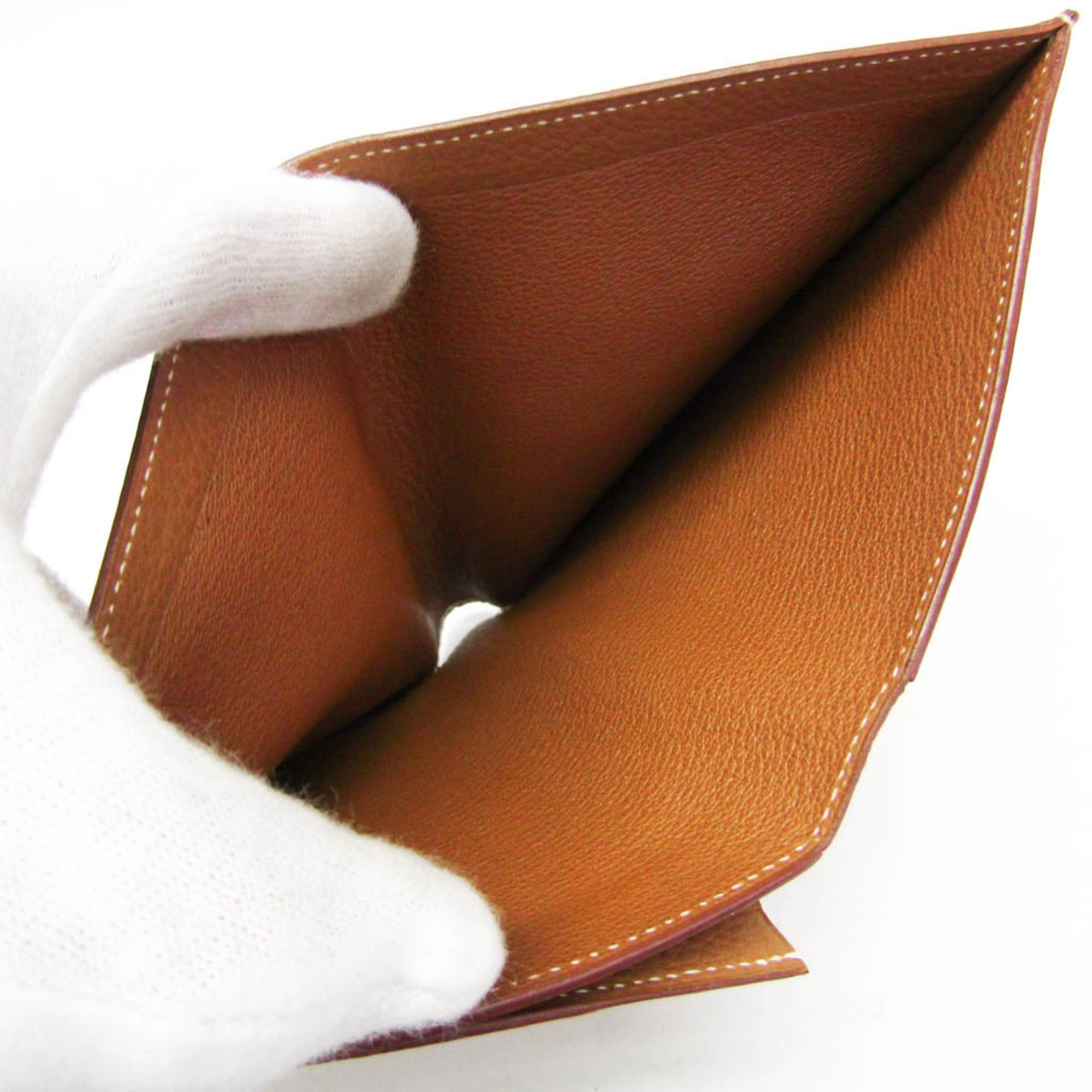 Hermes Hermes Men,Women Taurillon Clemence Leather Bill Wallet (bi-fold) Brown Size ONE SIZE - 4 Thumbnail