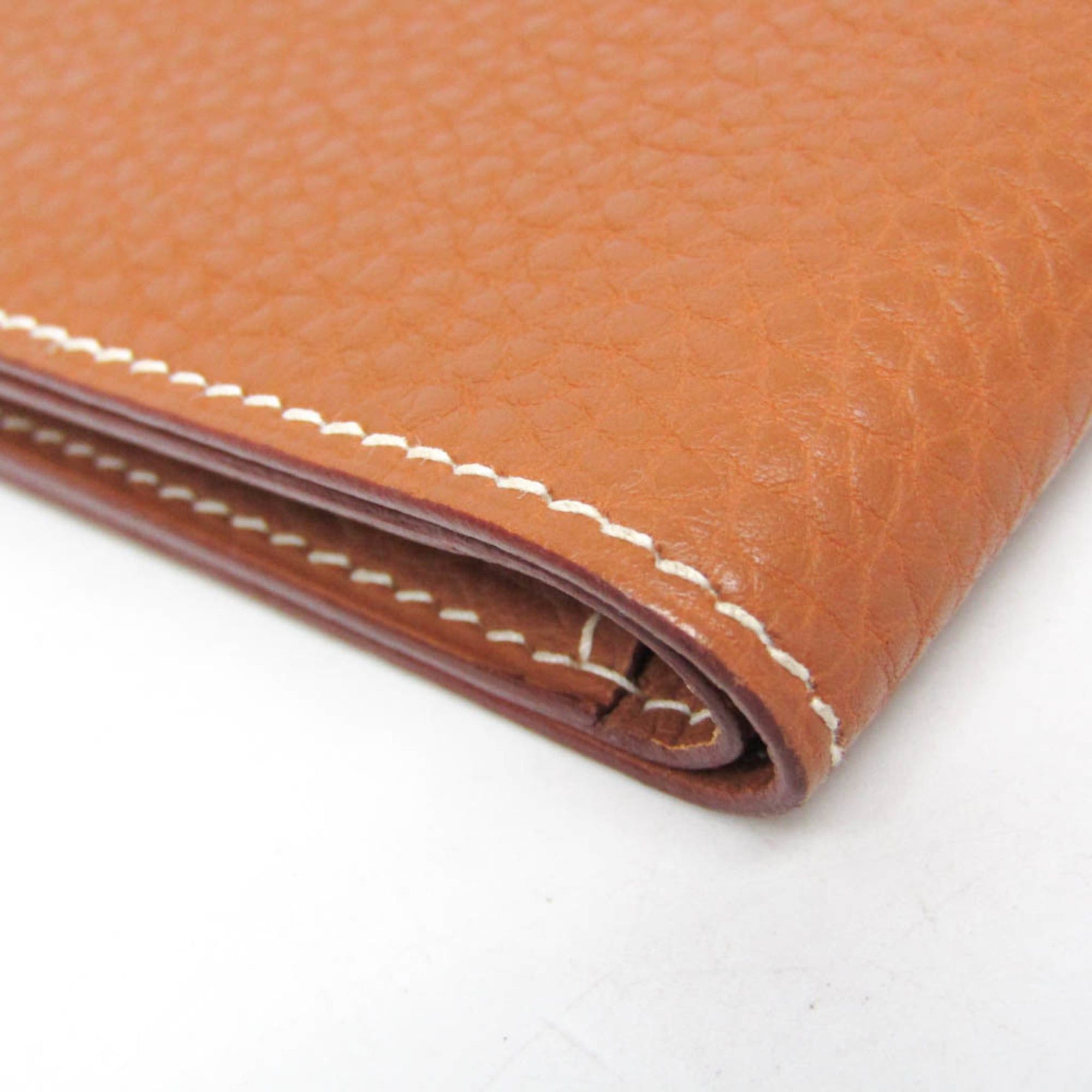 Hermes Hermes Men,Women Taurillon Clemence Leather Bill Wallet (bi-fold) Brown Size ONE SIZE - 6 Thumbnail