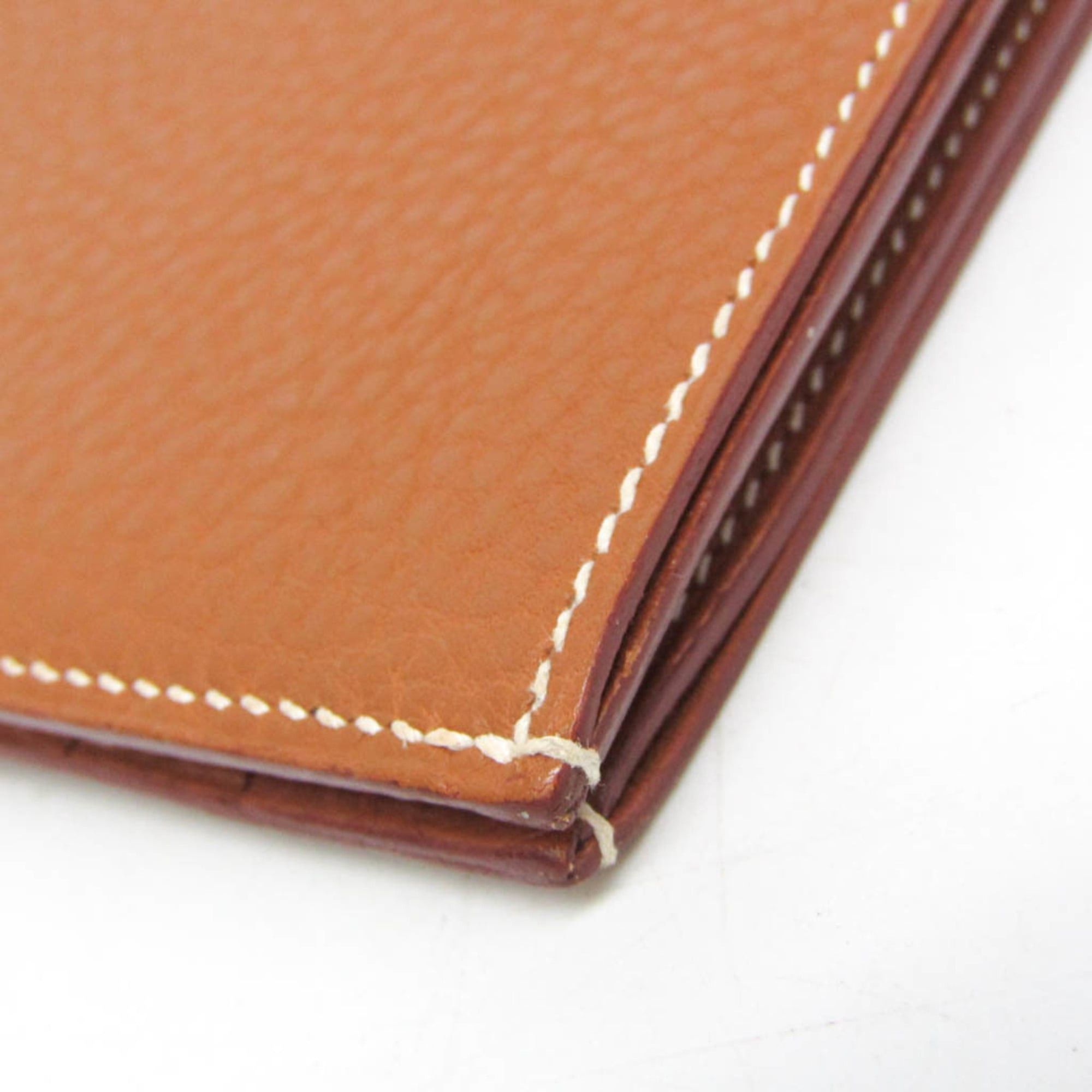 Hermes Hermes Men,Women Taurillon Clemence Leather Bill Wallet (bi-fold) Brown Size ONE SIZE - 5 Thumbnail