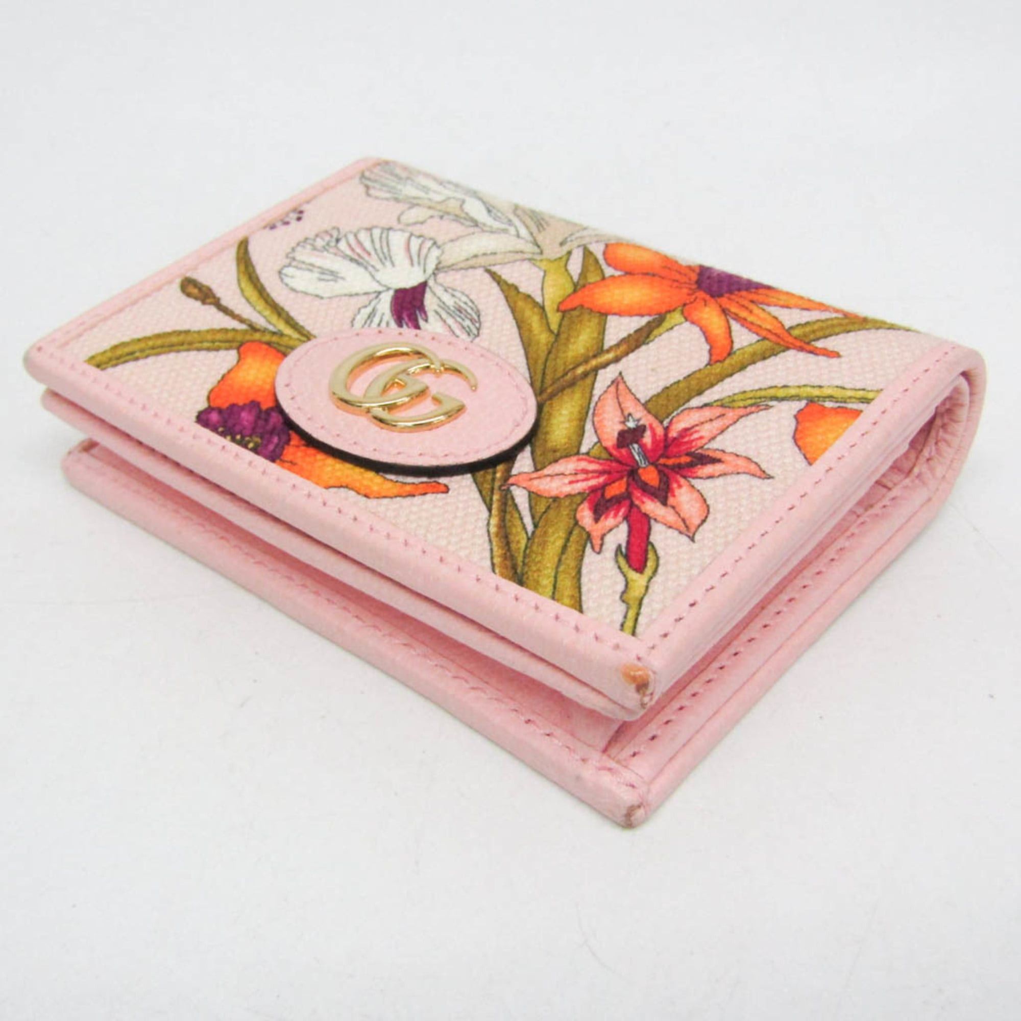 Gucci Gucci Paper Mini Wallet 391446 Women's Leather,Canvas Wallet (tri-fold) Pink Size ONE SIZE - 8 Thumbnail