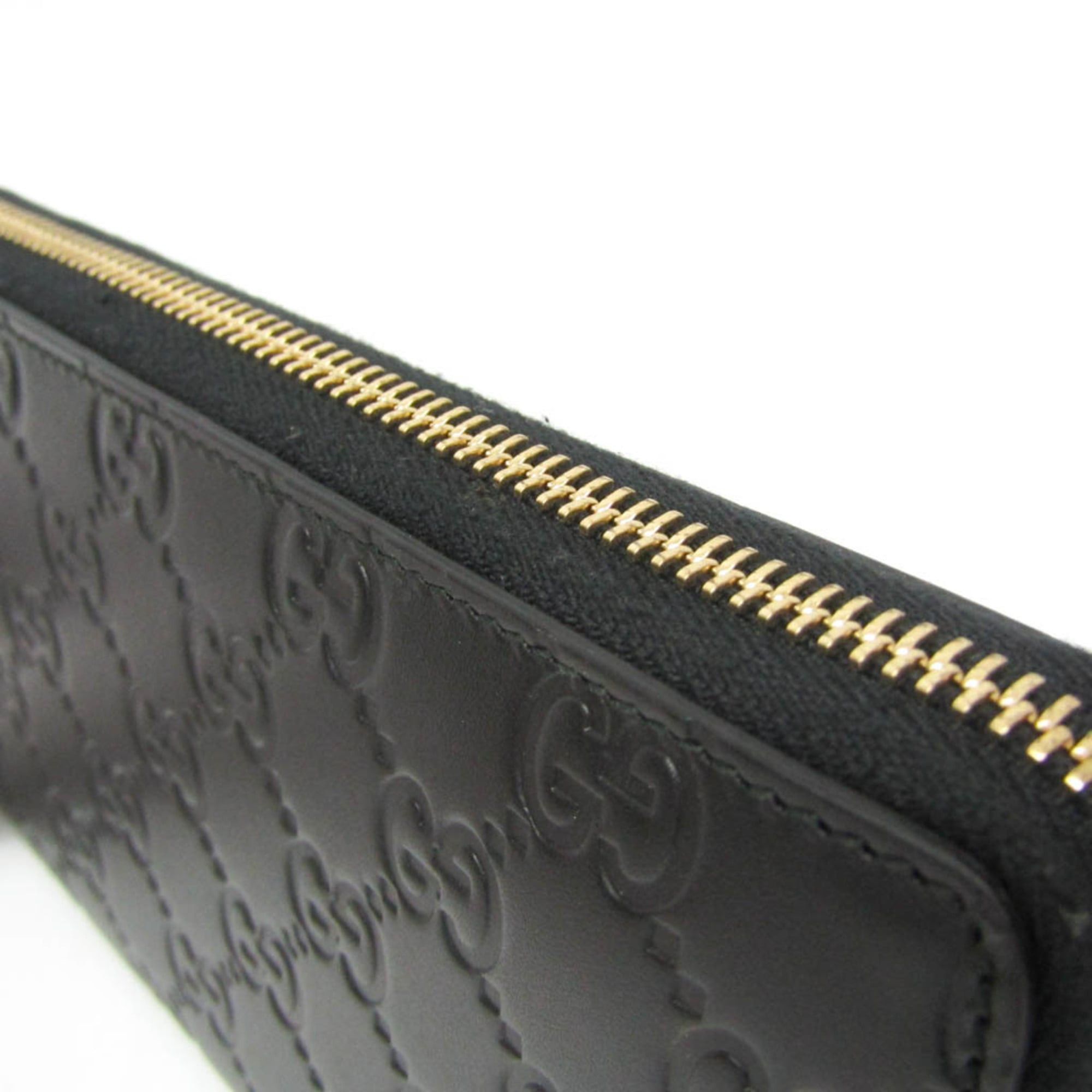 Gucci Gucci Guccissima Interlocking G Round Zipper Long Wallet 409342 Women's Leather Long Wallet (bi-fold) Black Size ONE SIZE - 7 Thumbnail