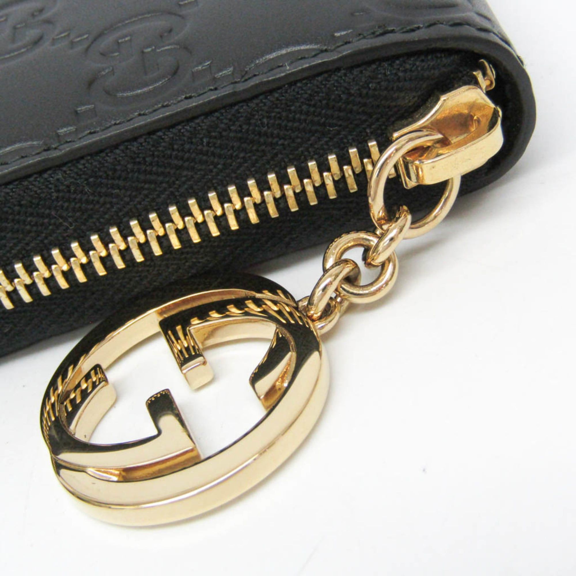 Gucci Gucci Guccissima Interlocking G Round Zipper Long Wallet 409342 Women's Leather Long Wallet (bi-fold) Black Size ONE SIZE - 10 Thumbnail