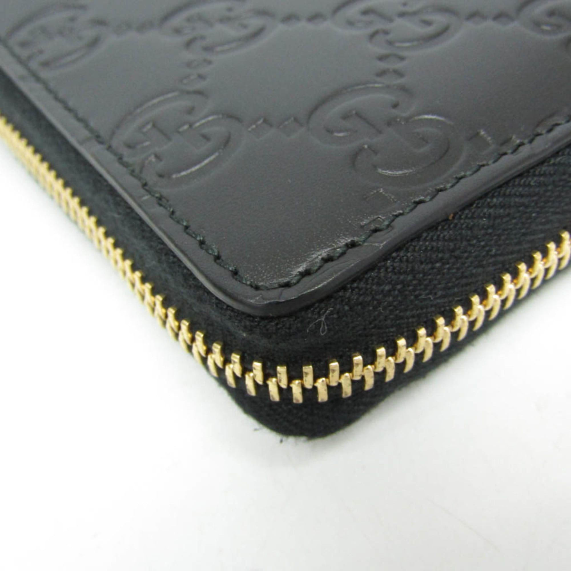Gucci Gucci Guccissima Interlocking G Round Zipper Long Wallet 409342 Women's Leather Long Wallet (bi-fold) Black Size ONE SIZE - 6 Thumbnail