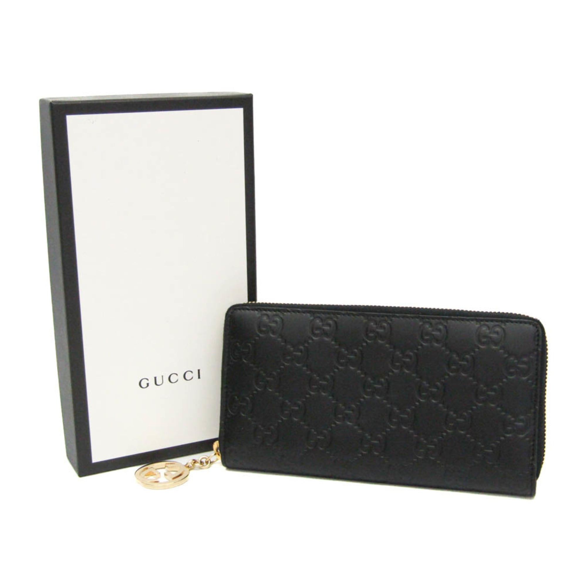 Gucci Gucci Guccissima Interlocking G Round Zipper Long Wallet 409342 Women's Leather Long Wallet (bi-fold) Black Size ONE SIZE - 2 Thumbnail