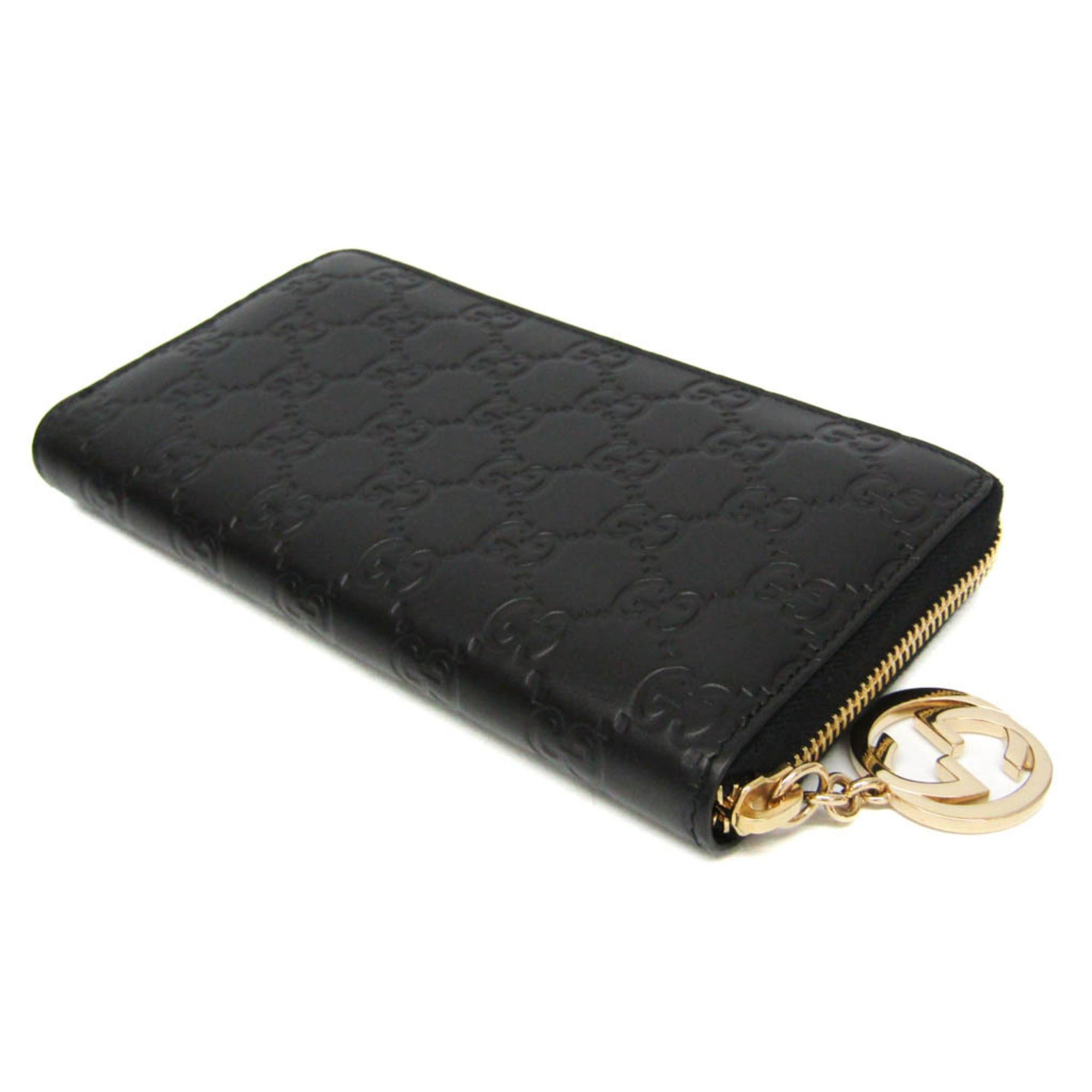 Gucci Gucci Guccissima Interlocking G Round Zipper Long Wallet 409342 Women's Leather Long Wallet (bi-fold) Black Size ONE SIZE - 3 Thumbnail