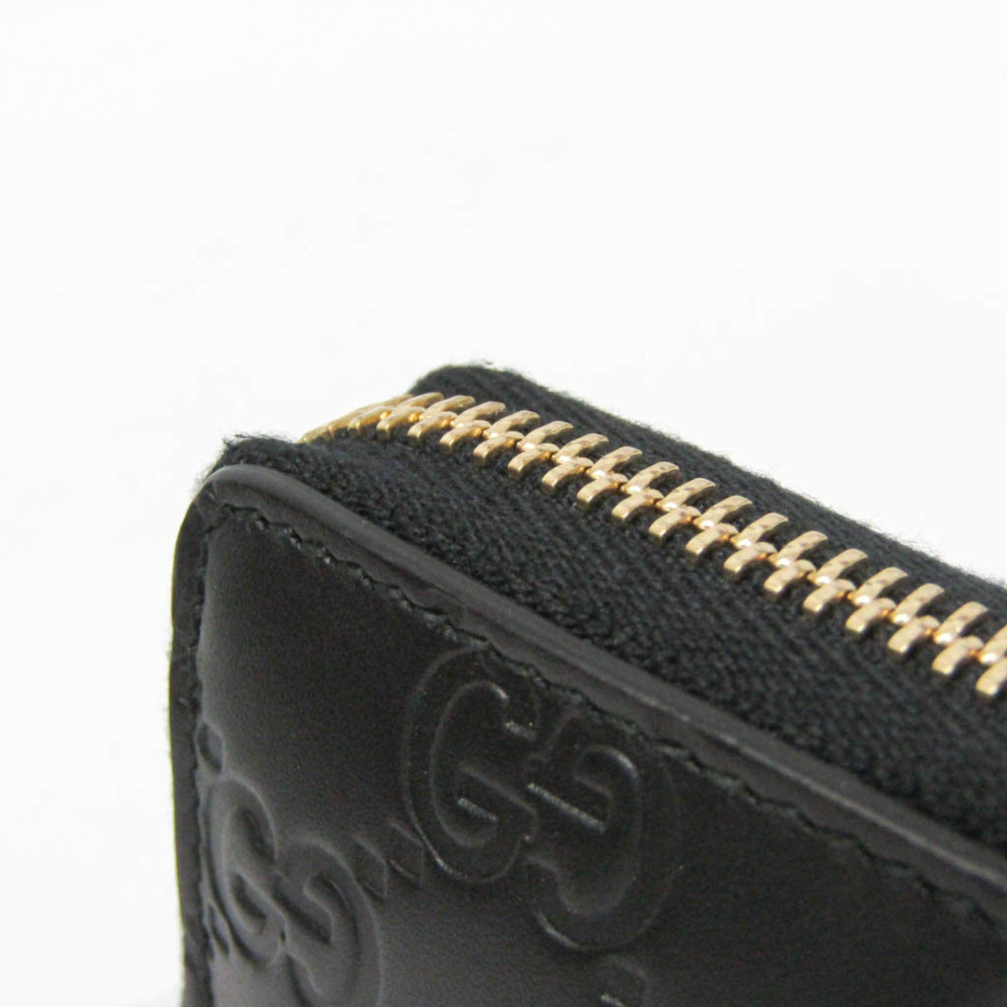 Gucci Gucci Guccissima Interlocking G Round Zipper Long Wallet 409342 Women's Leather Long Wallet (bi-fold) Black Size ONE SIZE - 9 Thumbnail