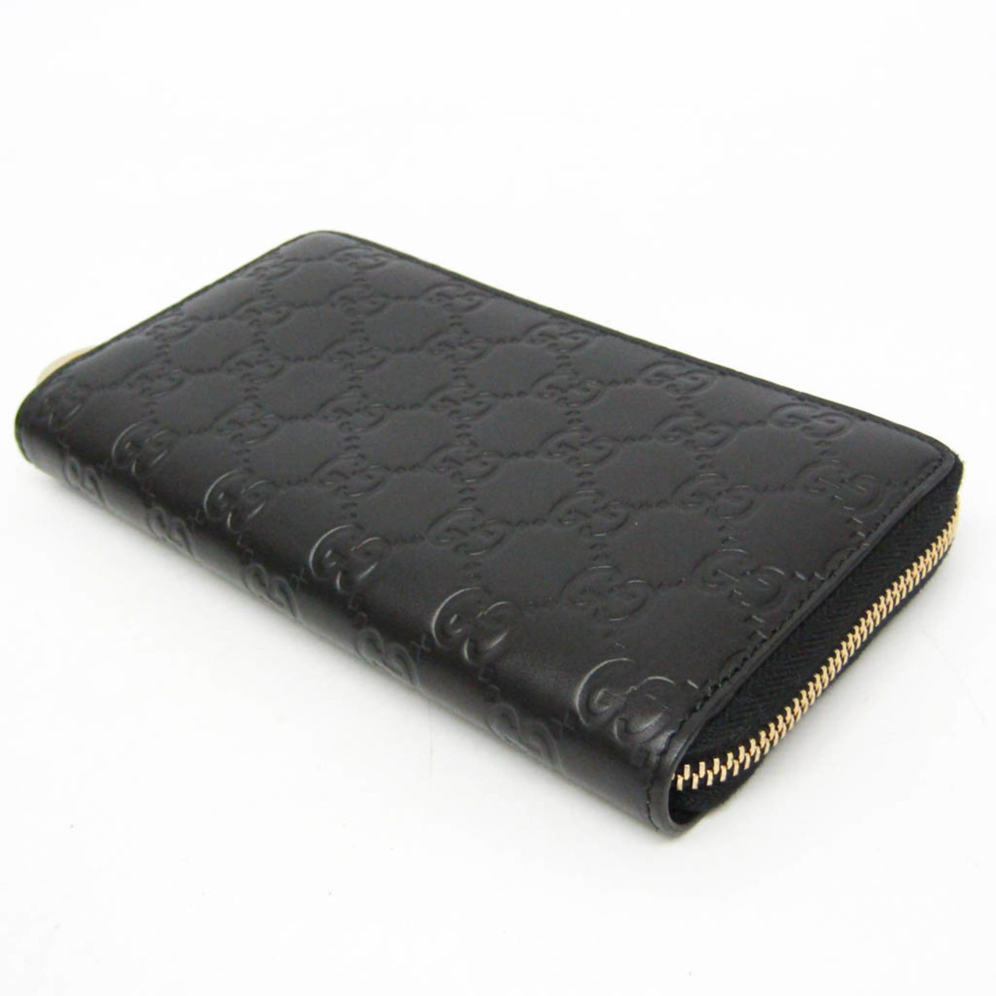 Gucci Gucci Guccissima Interlocking G Round Zipper Long Wallet 409342 Women's Leather Long Wallet (bi-fold) Black Size ONE SIZE - 8 Thumbnail