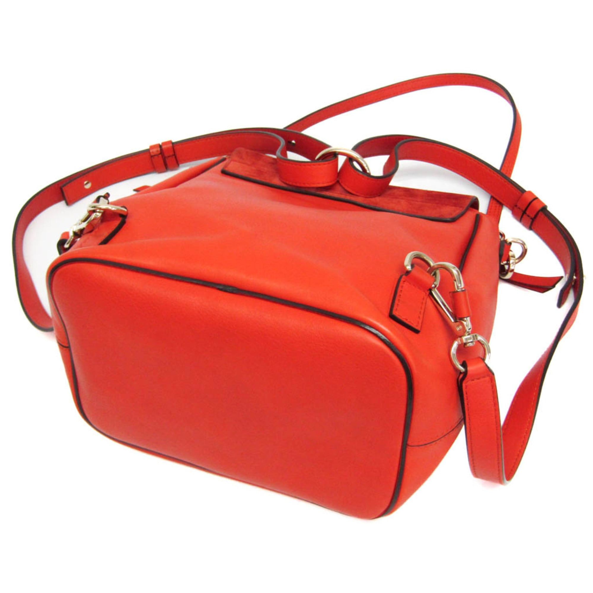 Chloe Chloé Faye Women's Leather,Suede Backpack Orange Size ONE SIZE - 4 Thumbnail
