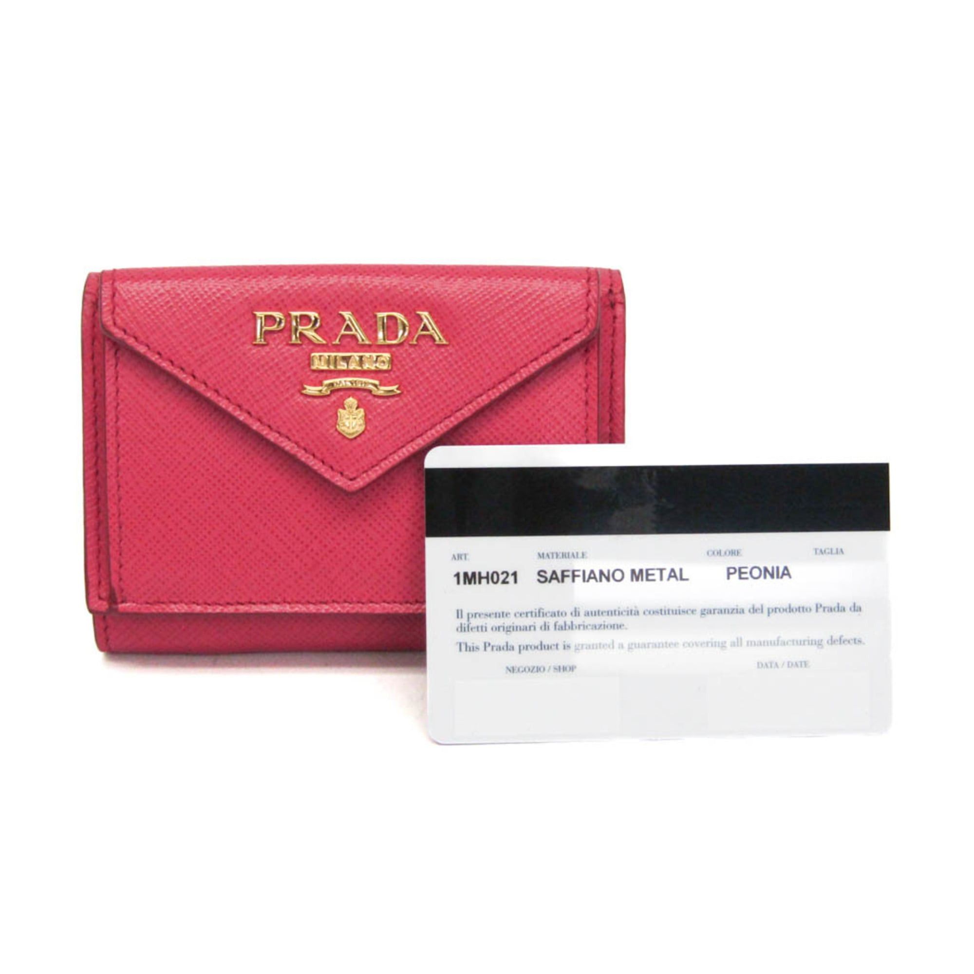 Prada Prada Saffiano SAFFIANO METAL 1MH021 Women's Leather Wallet (tri-fold) Pink Size ONE SIZE - 2 Thumbnail