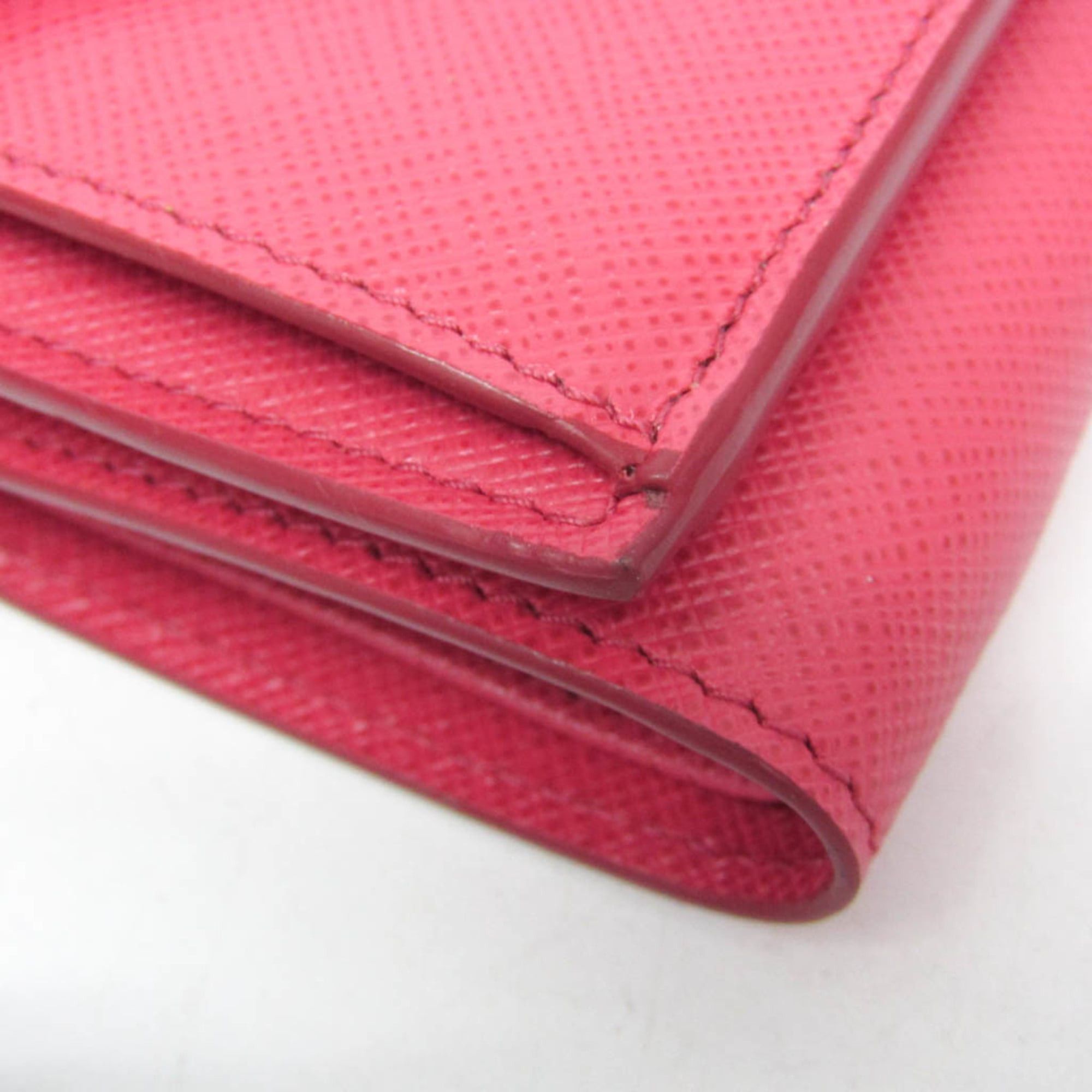 Prada Prada Saffiano SAFFIANO METAL 1MH021 Women's Leather Wallet (tri-fold) Pink Size ONE SIZE - 8 Thumbnail