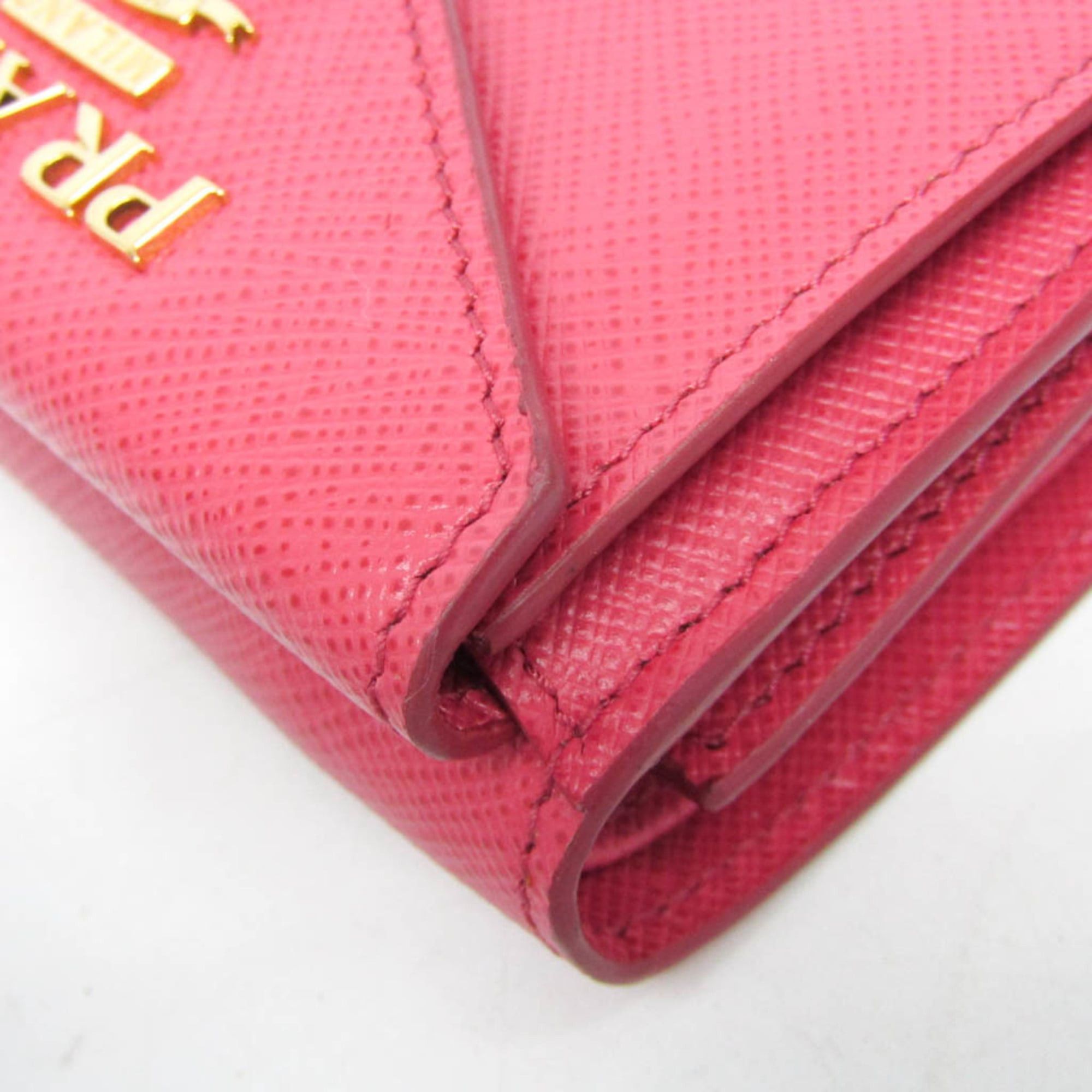 Prada Prada Saffiano SAFFIANO METAL 1MH021 Women's Leather Wallet (tri-fold) Pink Size ONE SIZE - 7 Thumbnail