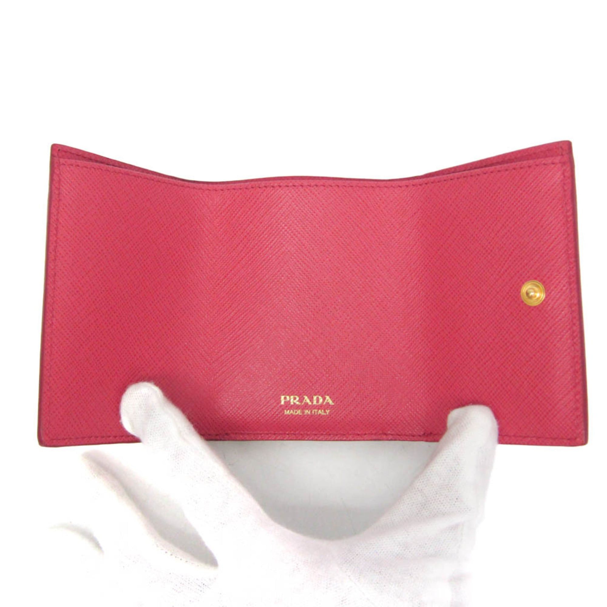 Prada Prada Saffiano SAFFIANO METAL 1MH021 Women's Leather Wallet (tri-fold) Pink Size ONE SIZE - 4 Thumbnail