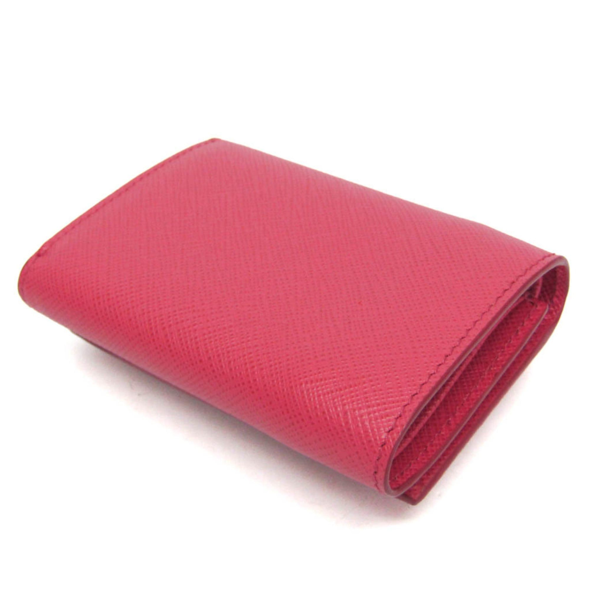 Prada Prada Saffiano SAFFIANO METAL 1MH021 Women's Leather Wallet (tri-fold) Pink Size ONE SIZE - 3 Thumbnail