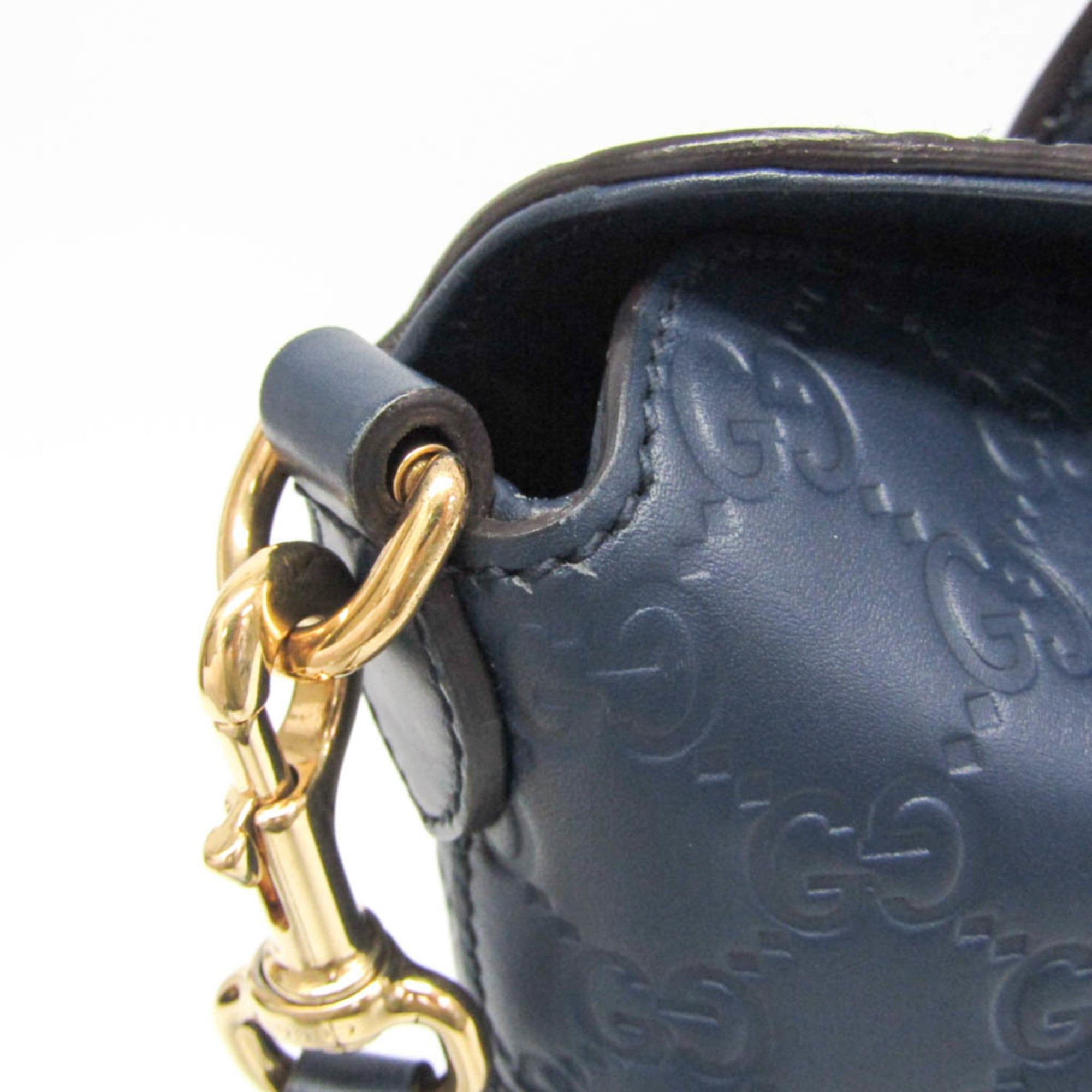 Gucci Gucci Guccissima 428226 Women's Leather Handbag,Shoulder Bag Blue Size ONE SIZE - 10 Thumbnail