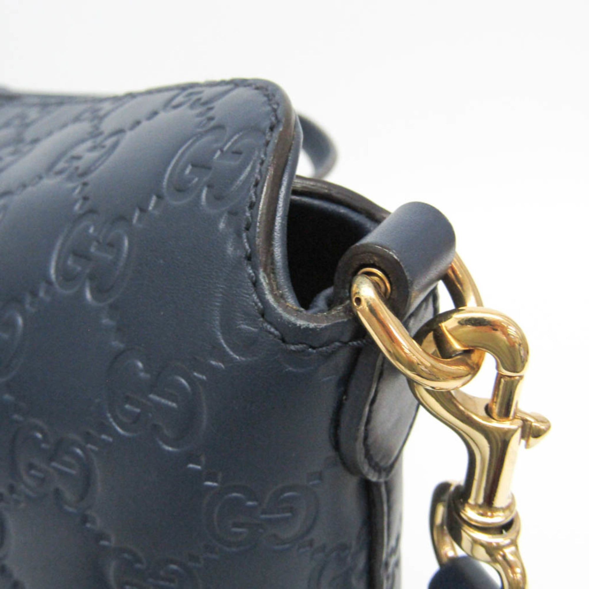 Gucci Gucci Guccissima 428226 Women's Leather Handbag,Shoulder Bag Blue Size ONE SIZE - 9 Thumbnail