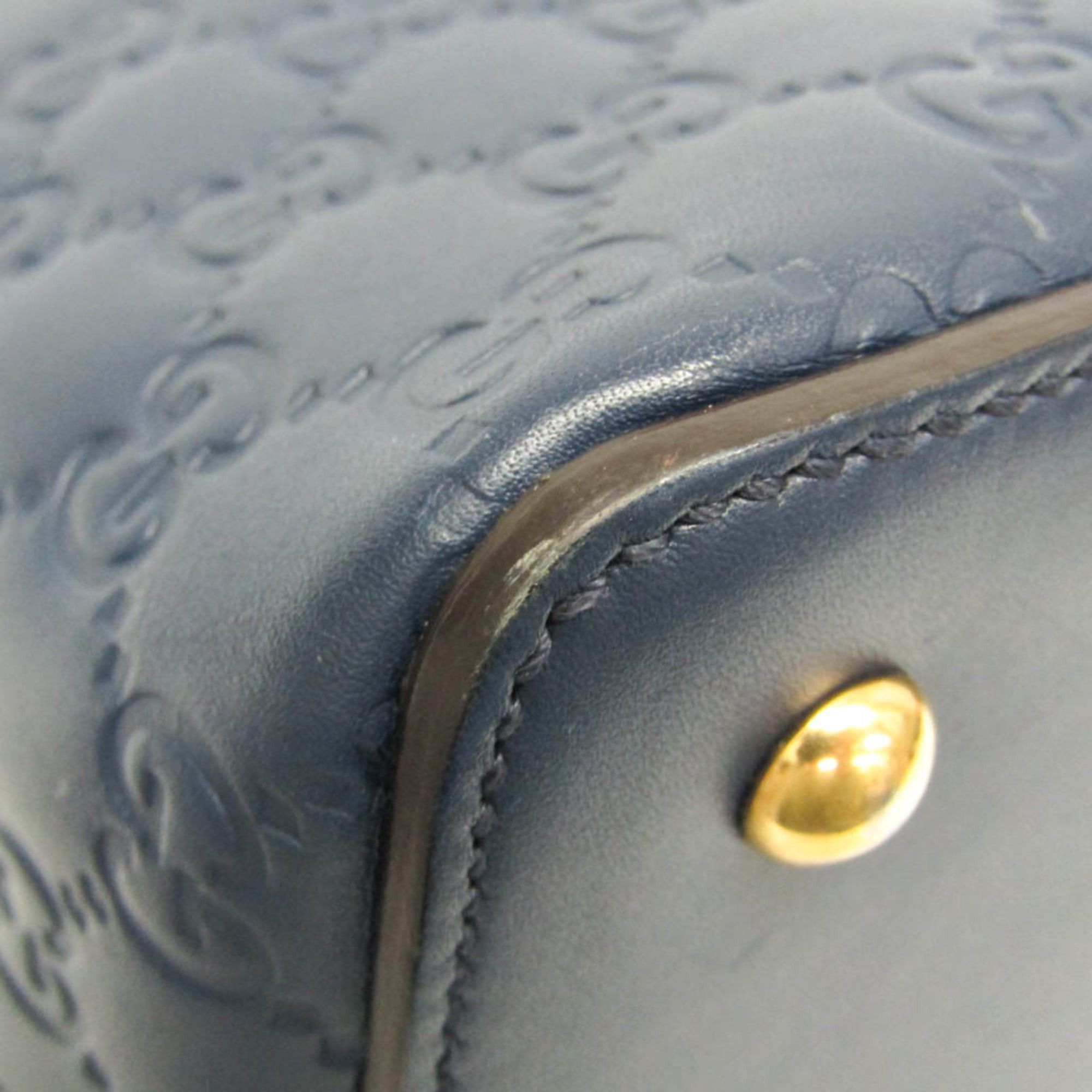 Gucci Gucci Guccissima 428226 Women's Leather Handbag,Shoulder Bag Blue Size ONE SIZE - 6 Thumbnail
