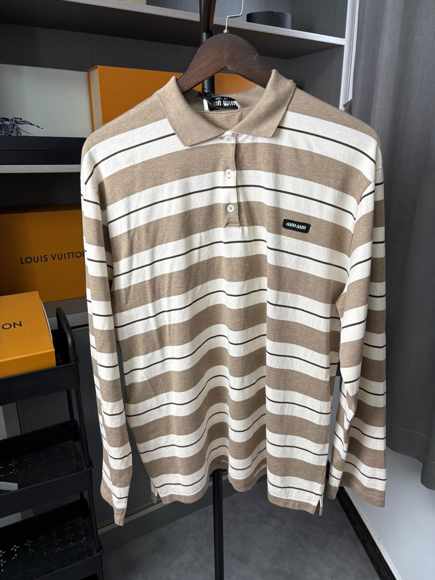 Miu Miu Miu Miu Striped Long Sleeve Polo Shirt S Size S / US 4 / IT 40 - 2 Thumbnail
