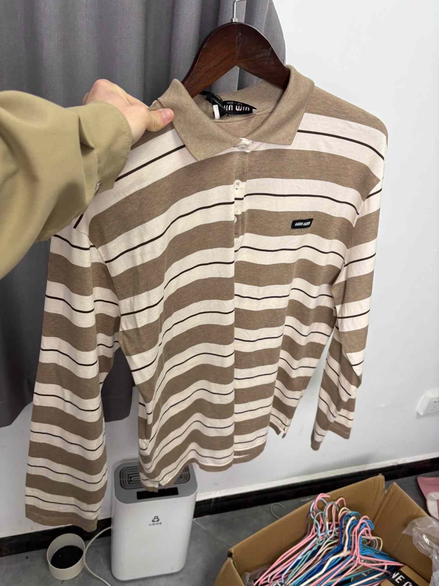 Miu Miu Miu Miu Striped Long Sleeve Polo Shirt S Size S / US 4 / IT 40 - 8 Thumbnail