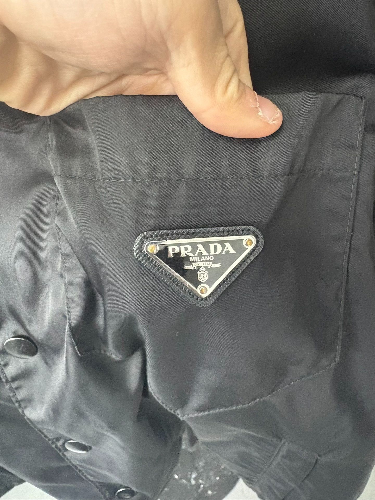 Prada Prada Black Nylon Triangle Logo Shirt Size L Size US L / EU 52-54 / 3 - 3 Thumbnail