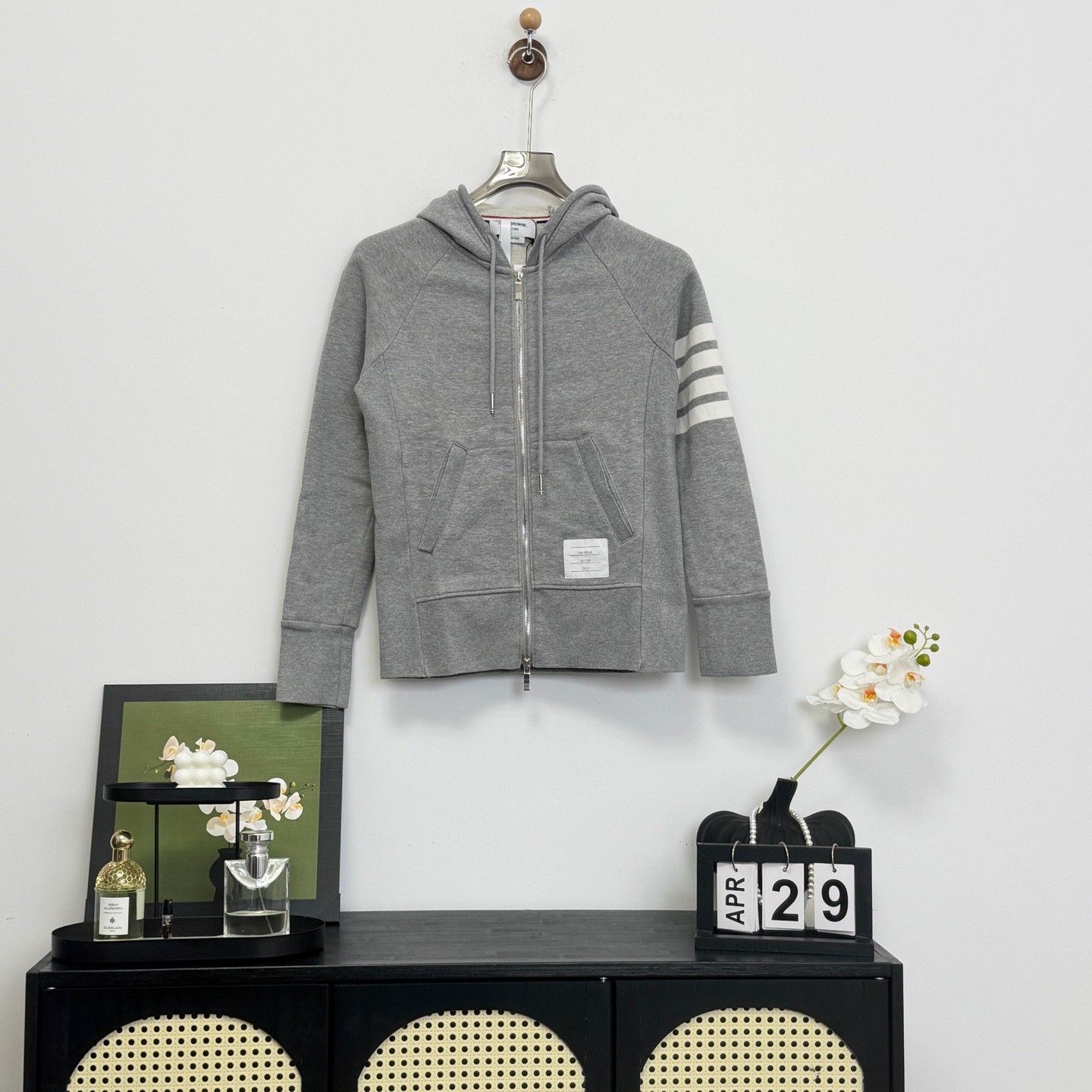 Thom Browne Thom Browne Gray 4-Bar Stripe Zip Hoodie Size 0 Size US XS / EU 42 / 0 - 2 Thumbnail